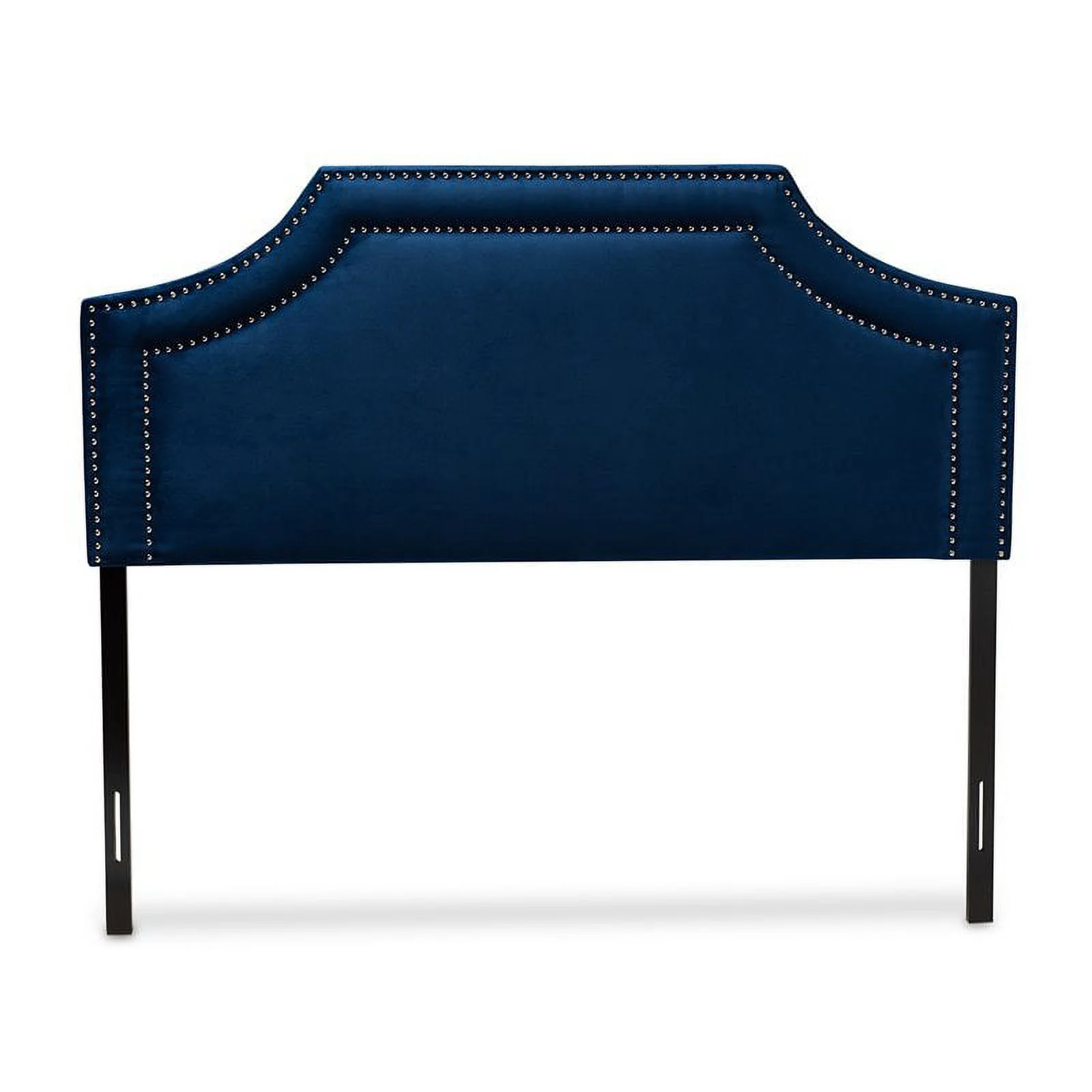 Bowery Hill Modern Velvet and Wood King Headboard in Navy Blue