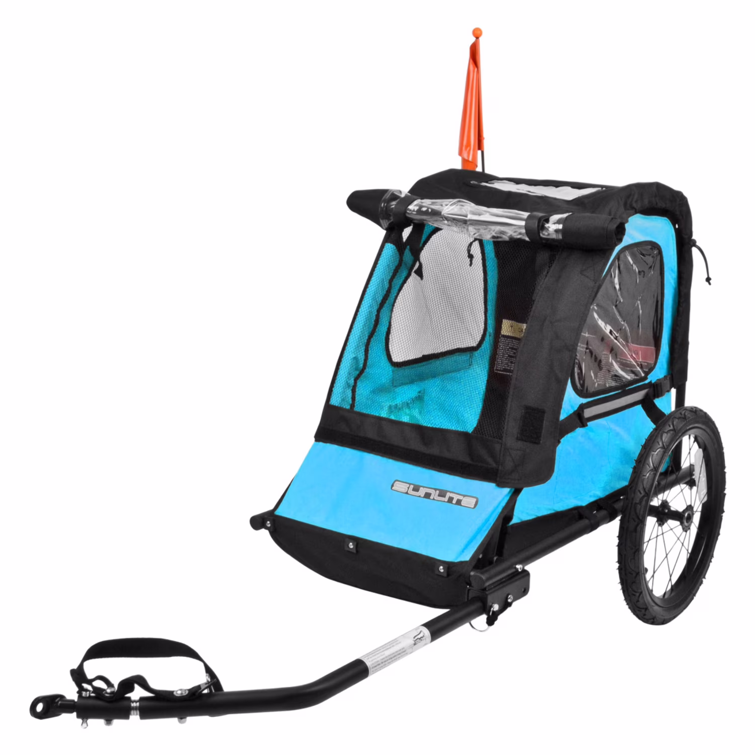Sunlite Trailer Stl 16 In. Black-Frame & Stl-Wheels Single Child Blue and Gray
