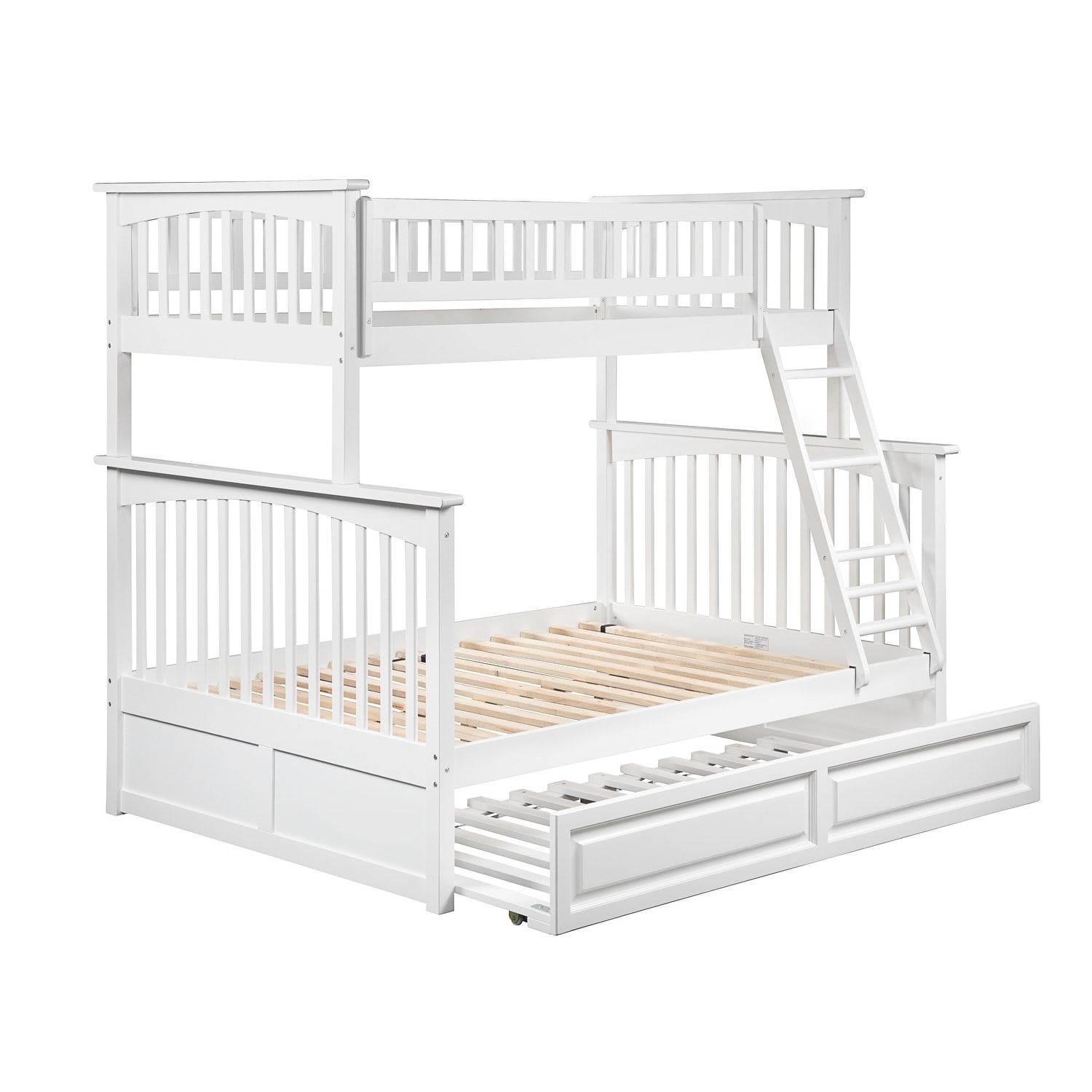 AFI Columbia Bunk Bed Twin over Full with Twin Trundle in White
