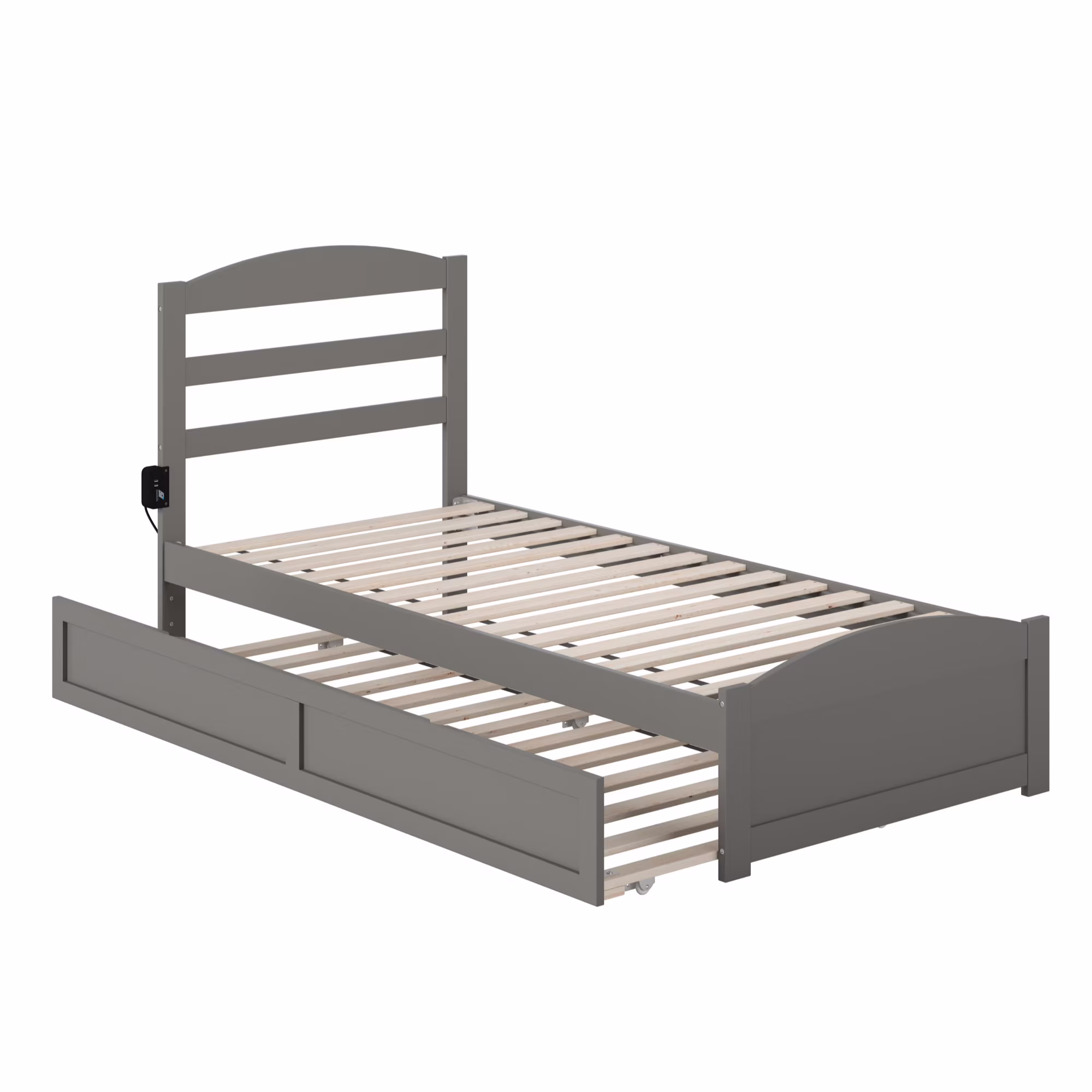 AFI Warren Solid Wood Traditional Twin Bed w/ Twin Trundle in Gray