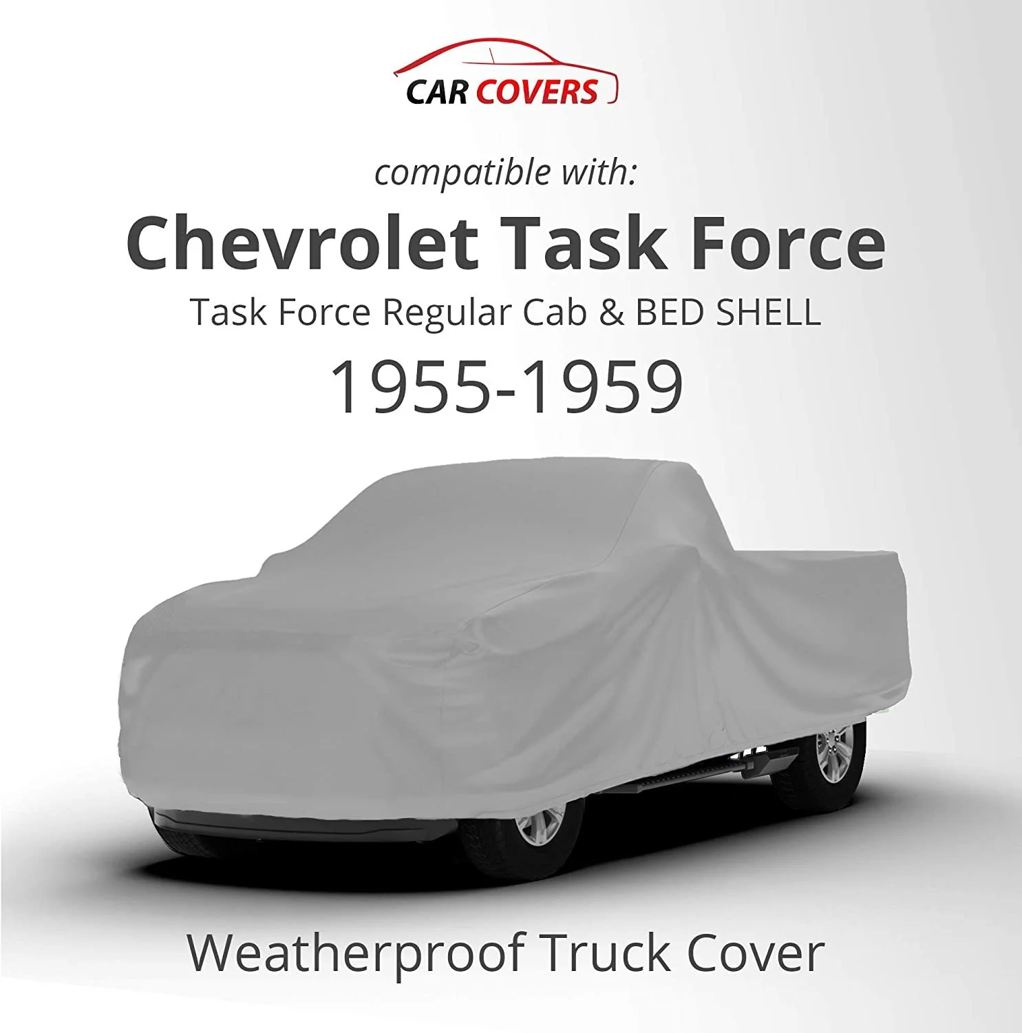 Weatherproof Truck Cover Compatible with 1955-1959 Chevrolet Task Force Regular Cab & Camper Shell - 5L Outdoor & Indoor - Protect from Rain, Snow, Hail, Sun - Theft Cable Lock, Bag & Wind Straps