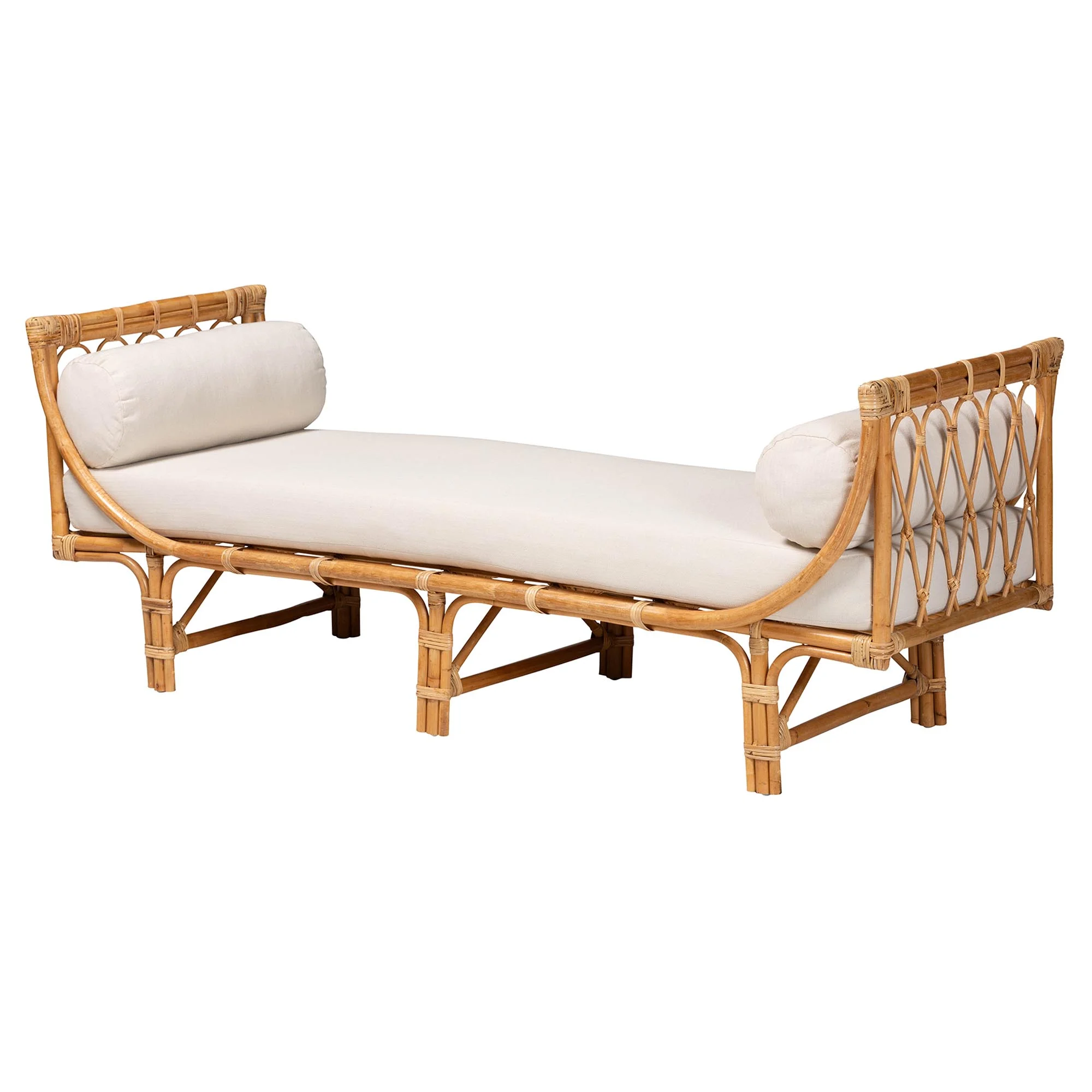 bali & pari Macias Modern Bohemian Natural Brown Rattan Daybed