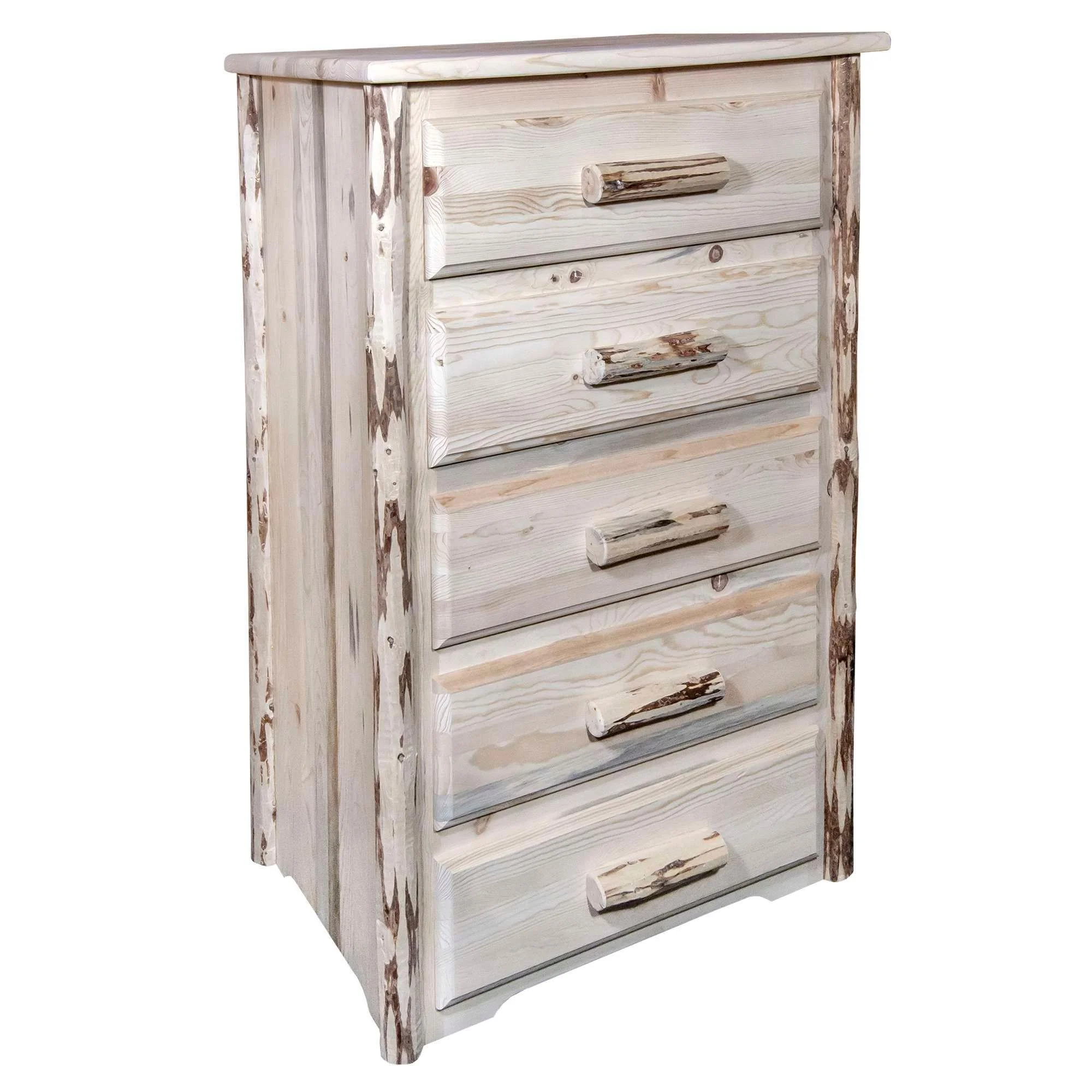 Montana Collection 5 Drawer Chest of Drawers, Clear Lacquer Finish