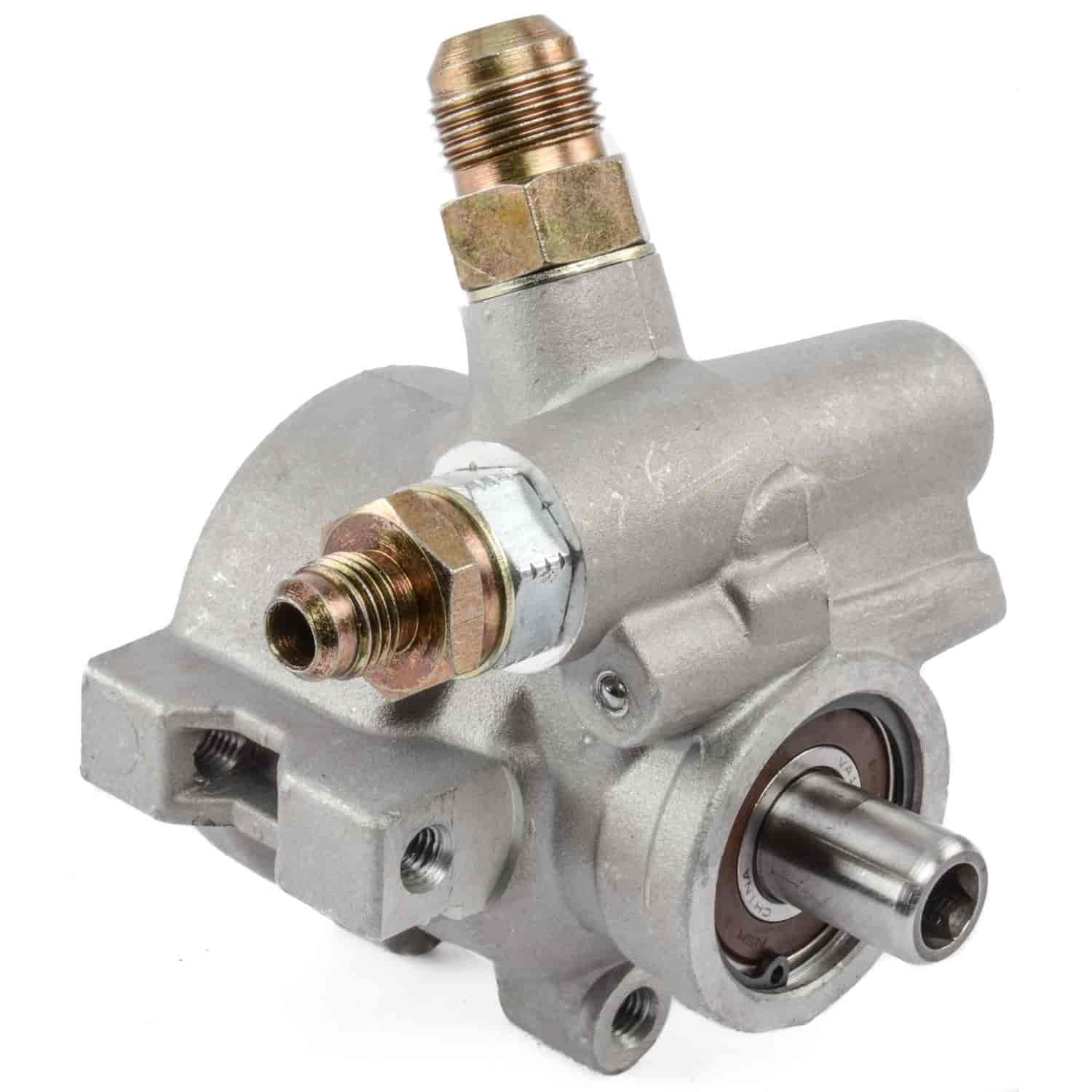 JEGS 607220 Type II Power Steering Pump GM Satin Aluminum 17mm (.669 in.) Diamet