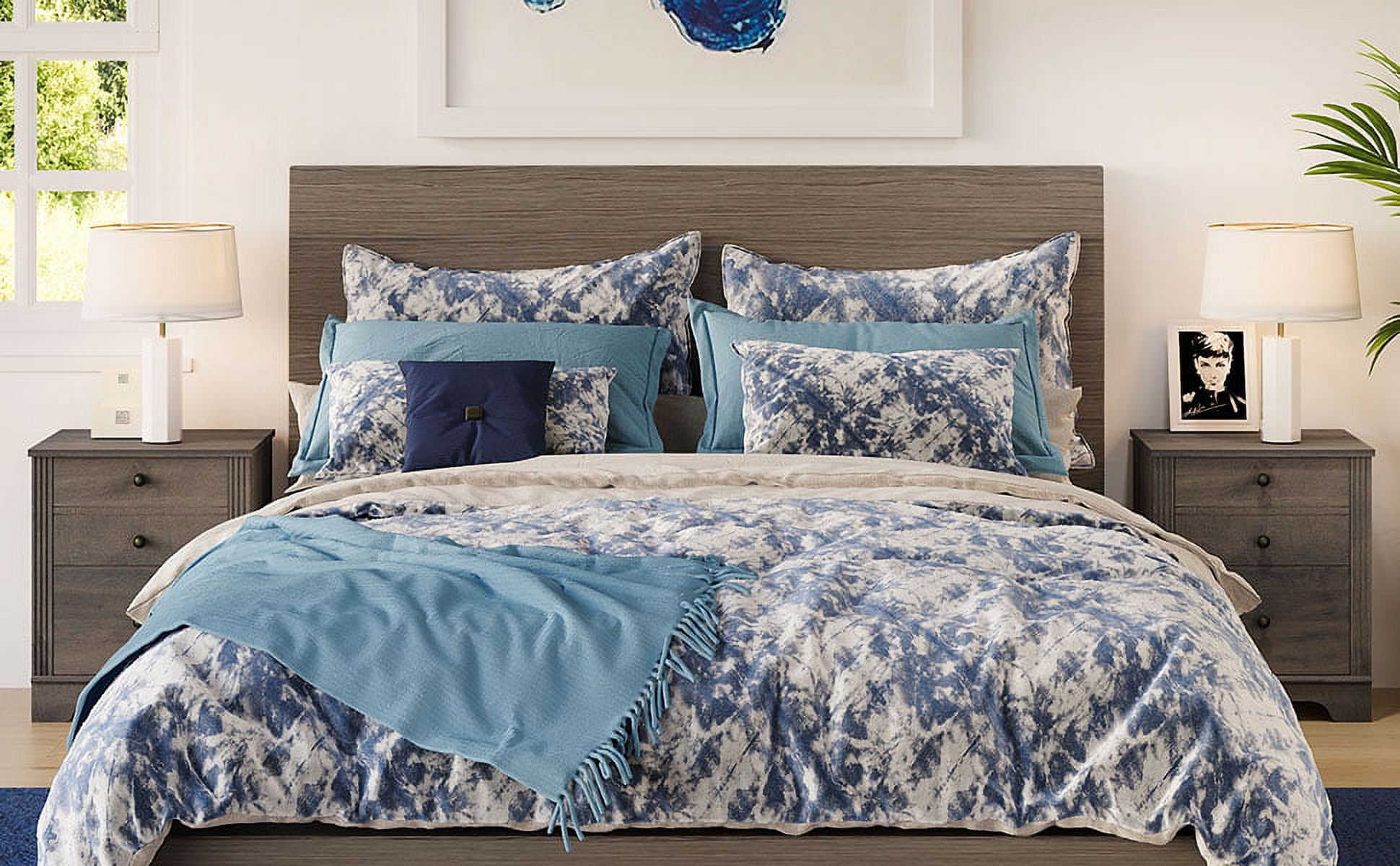 WAMPAT Set of 2 Nightstands with 2 Drawers, Farmhouse Bedside Wood Storage Dresser Organizer for Bedroom, End Side Tables for Living Room, Vintage Grey