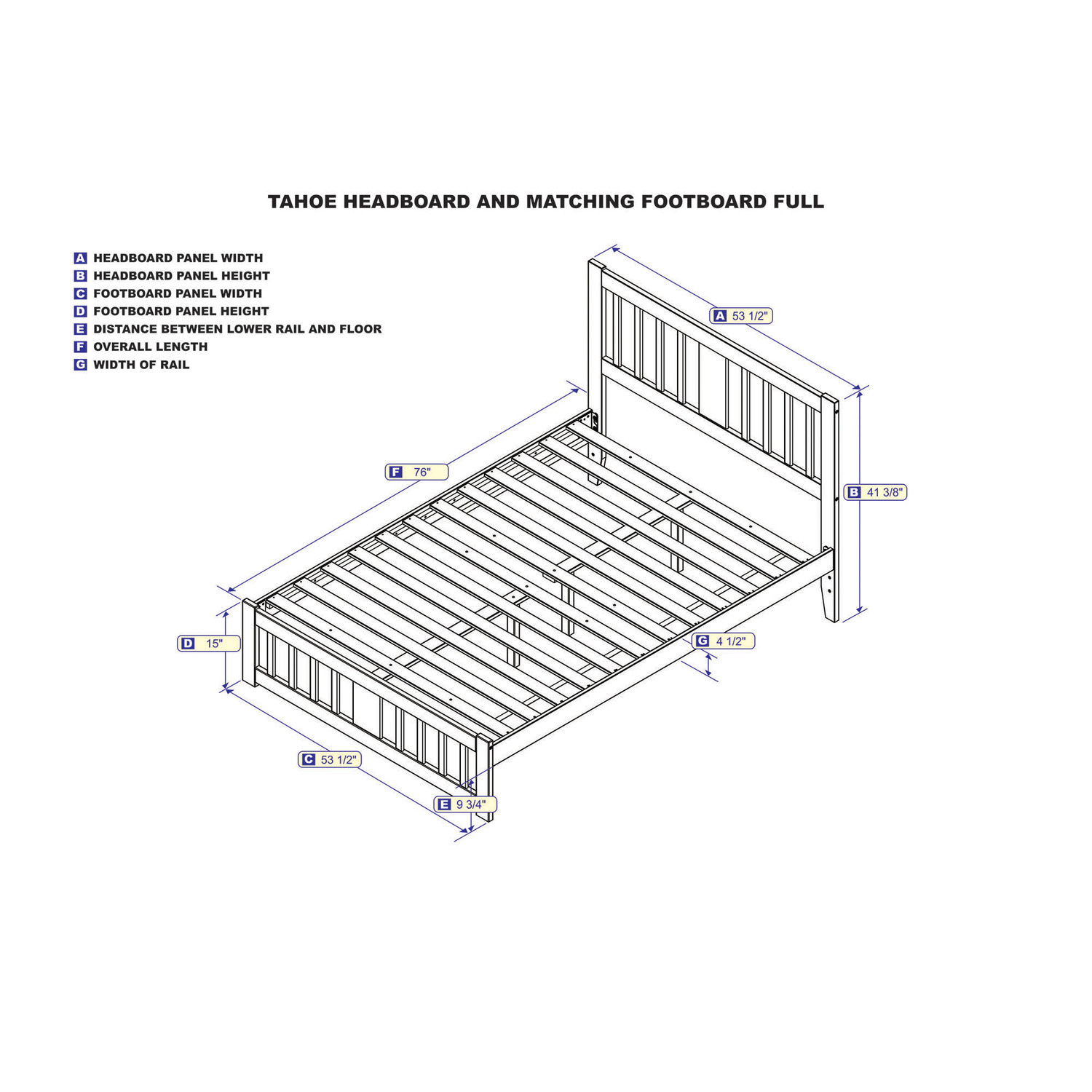 AFI Tahoe Solid Wood Full Bed with Footboard and USB Charger in White