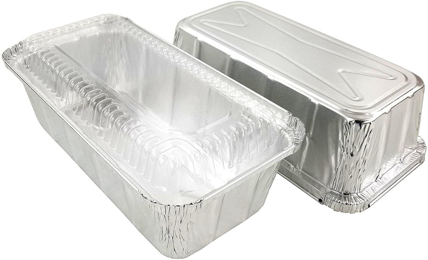 D&W Fine Pack 2 lb. Aluminum Foil Closable (IVC) Loaf/Bread Pan Tins w/Dome Lid (Pack of 100 Sets)