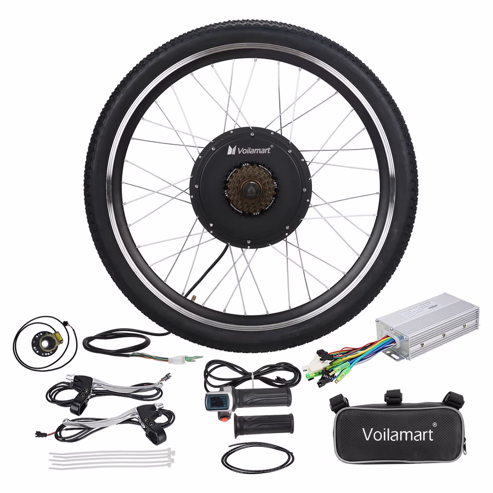 Voilamart 26 In. 48V 1000W Electric Bicycle Motor Conversion Kit Front/Rear Wheel Cycling Hub Conversion Kits