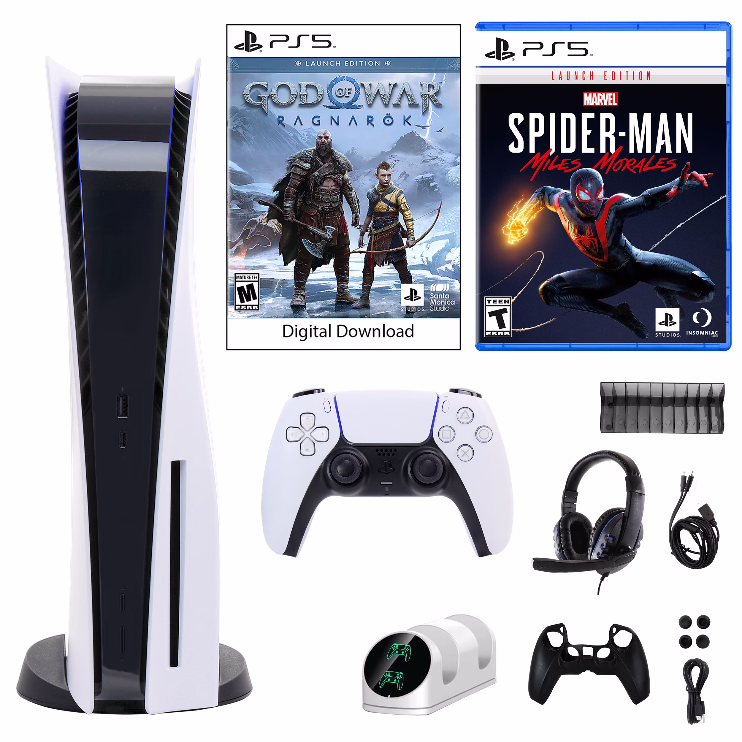 Sony PlayStation 5 Core Console with God of War: Ragnarok with Accessories and Spider-Man: Miles Morales
