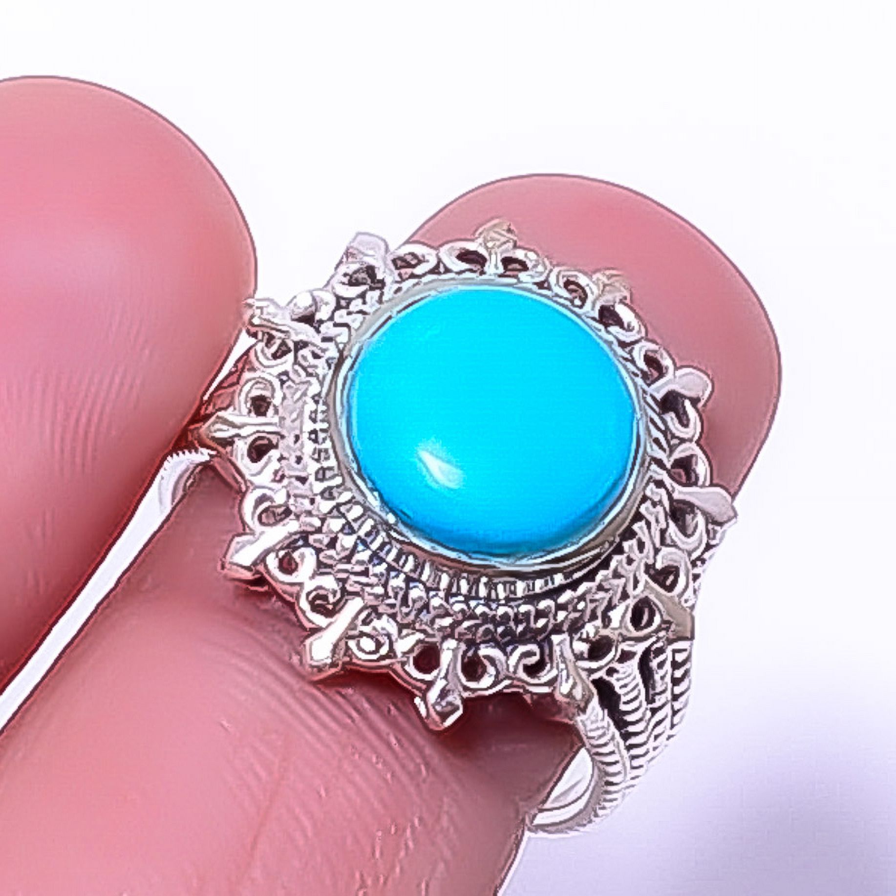 Magnesite Turquoise Gemstone 925 Silver Plated Handmade Ring s.8 T23, Valentine's Day Gift, Birthday Gift, Beautiful Jewelry For Woman & Girls