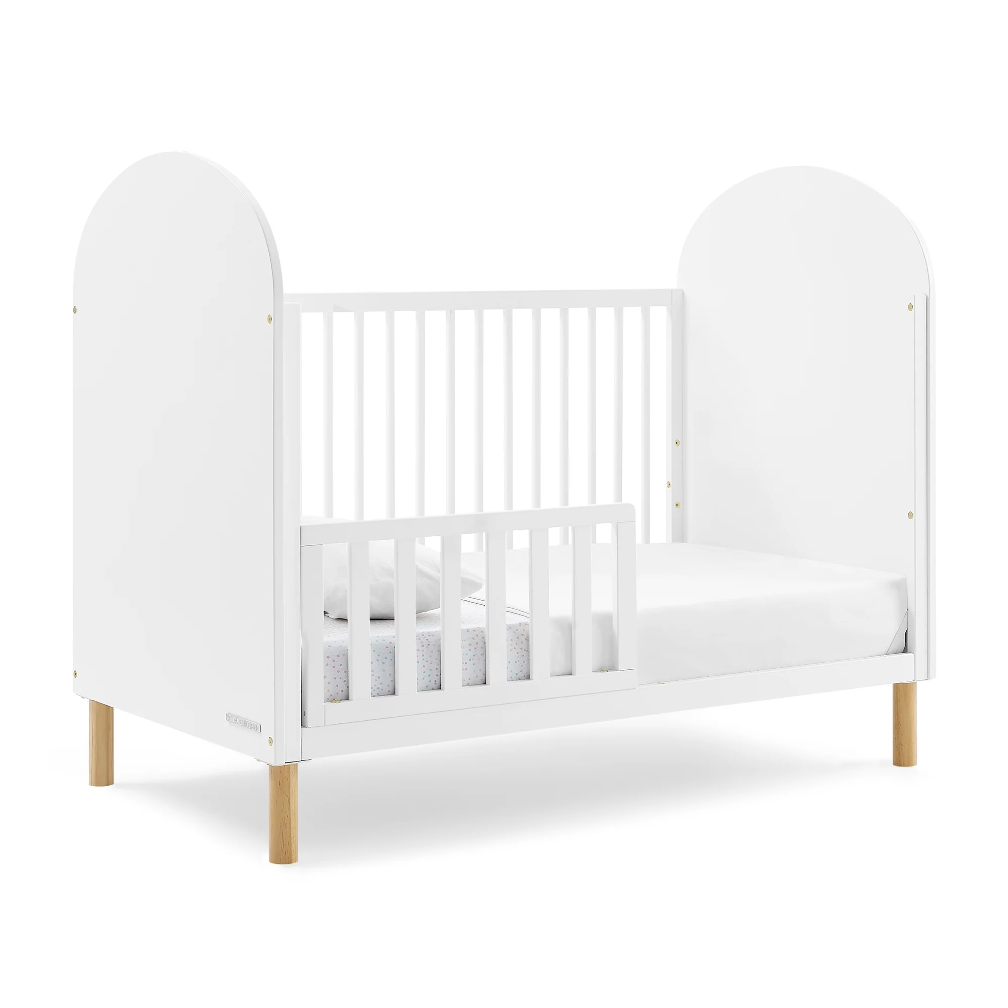 Delta Children Reese 4-in-1 Convertible Crib - Greenguard Gold Certified, Bianca White/Natural