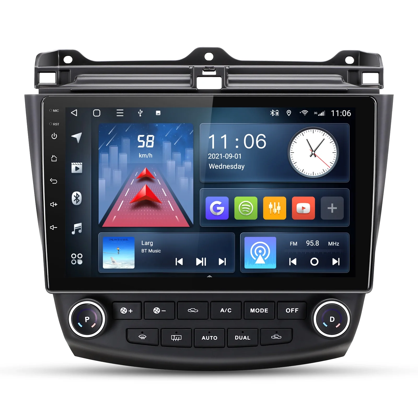 Android 10 Double Din Car Stereo for Honda Accord 7th 2003 2004 2005 2006 2007 with 10.1' Touchscreen Radio Built-in Wireless Carplay/Android Auto/GPS/Bluetooth/FM/Dual USB/Steering Wheel Control