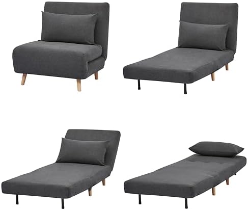 YZboomLife Artdeco Home Tustin Convertible Sleeper Chair \u2013 3 in 1 Chair Bed  Compact  Design  32-Inch (Mustard)