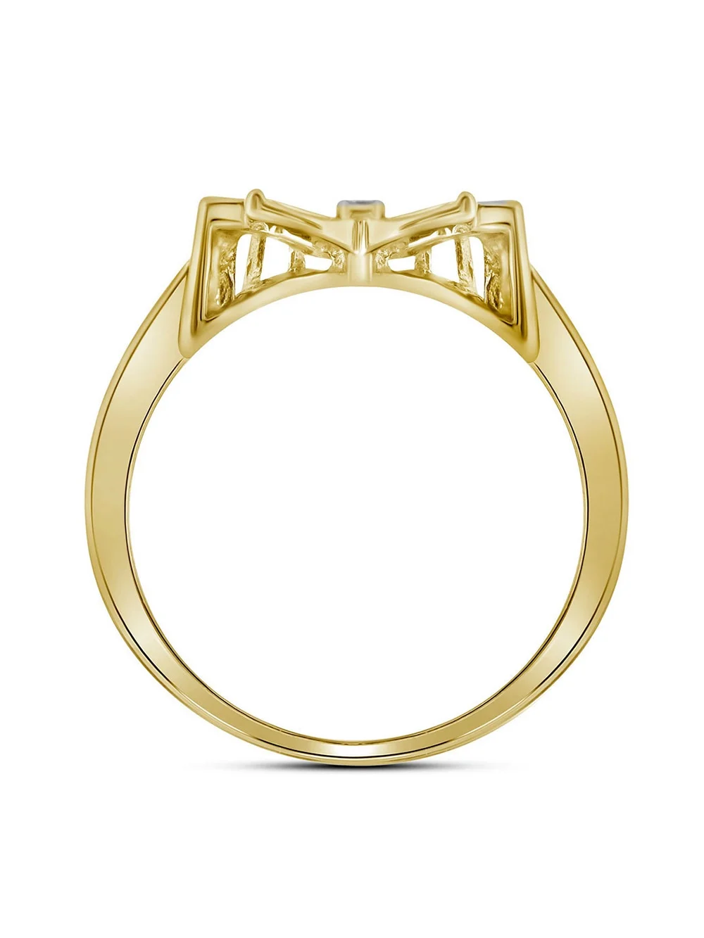 10kt Yellow Gold Womens Round Diamond Butterfly Ring 1/20 Cttw