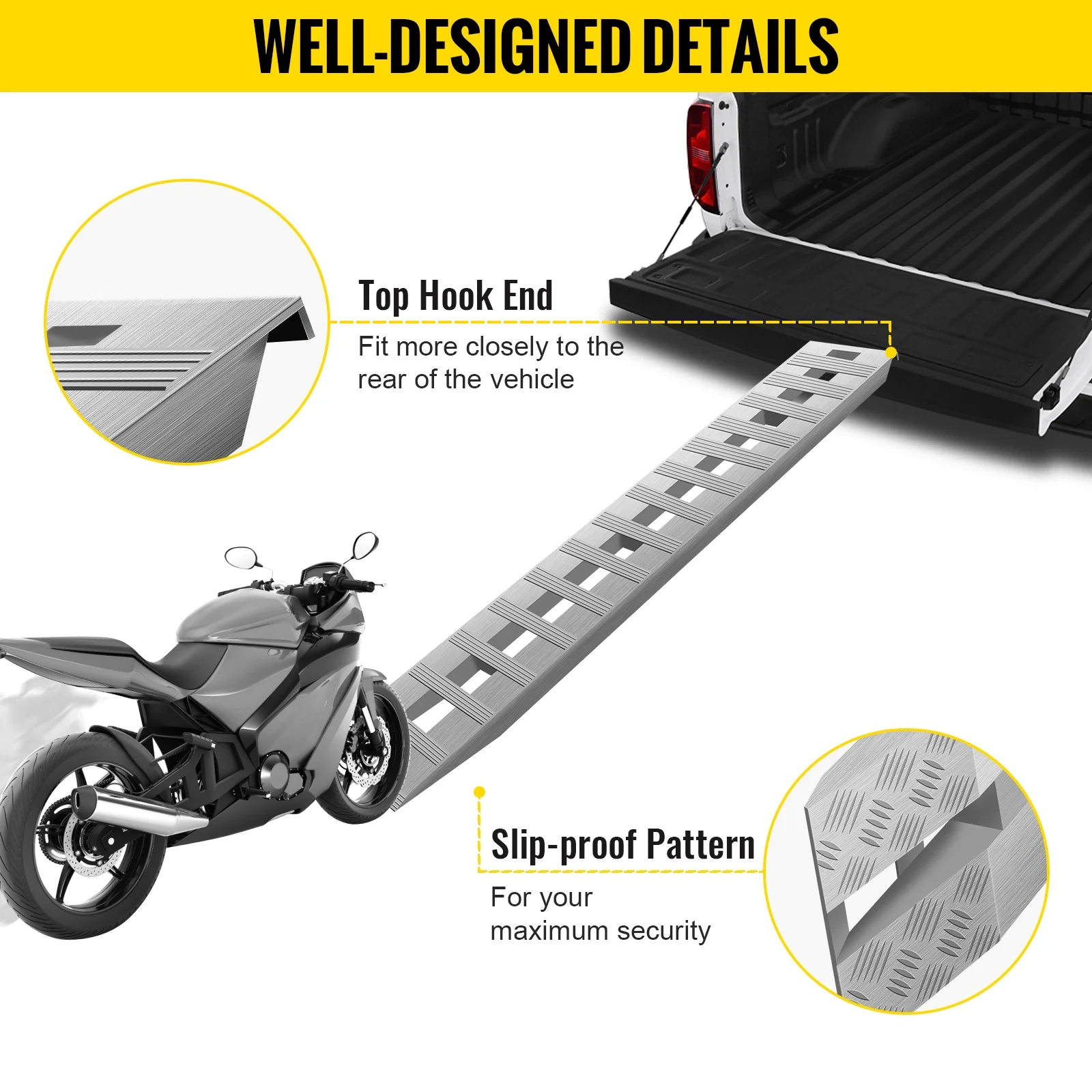 BENTISM 84x14 Inch Aluminum Ramps 6000LBS Capacity Car Trailer Truck ATV Ramps 1 Pair 2 Ramps