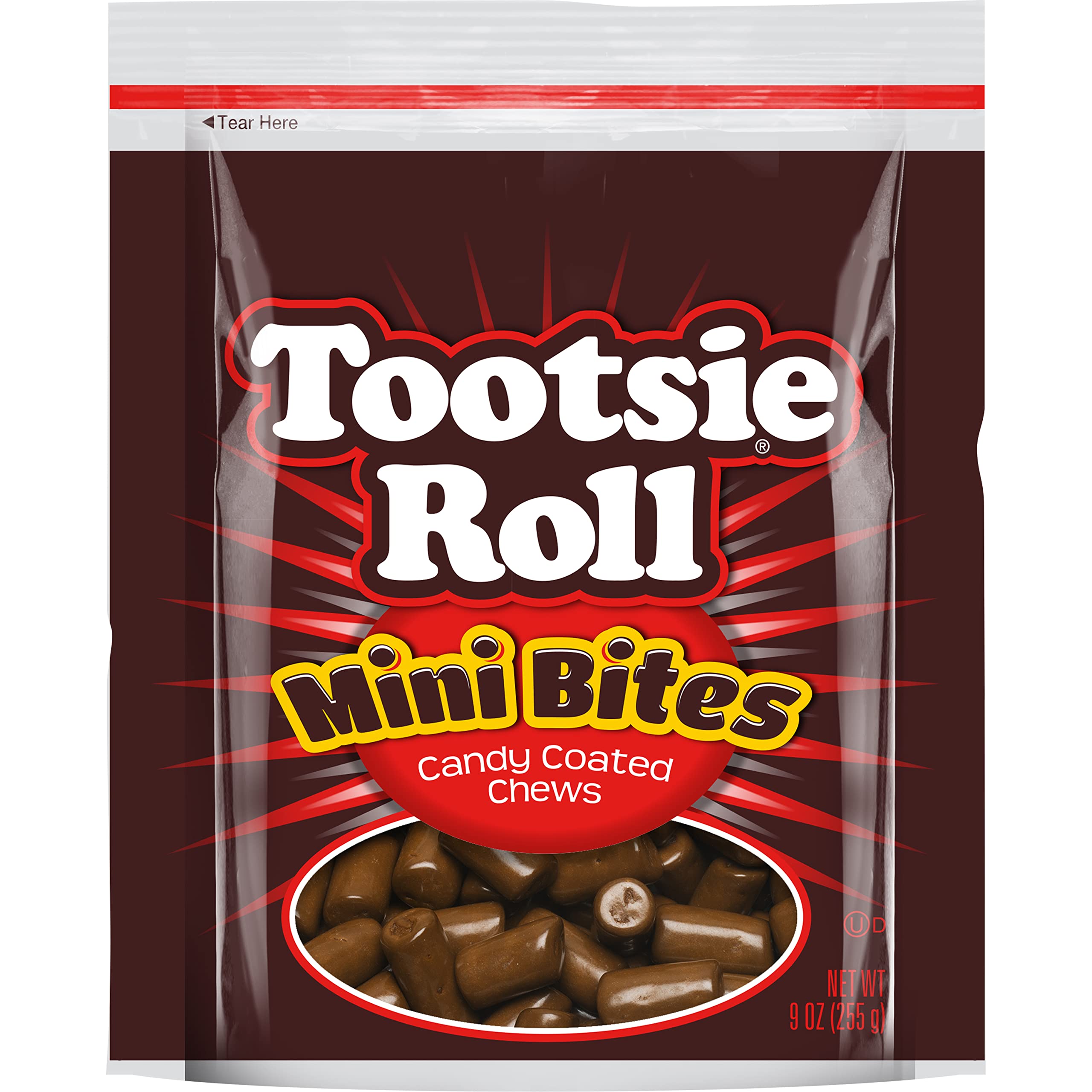 Tootsie Roll Mini Bites - Unwrapped Tootsie Rolls Covered In A Light Candy Shell - Snackable Tootsie Roll Midgees - 9 Oz. Bag (Pack Of 1)