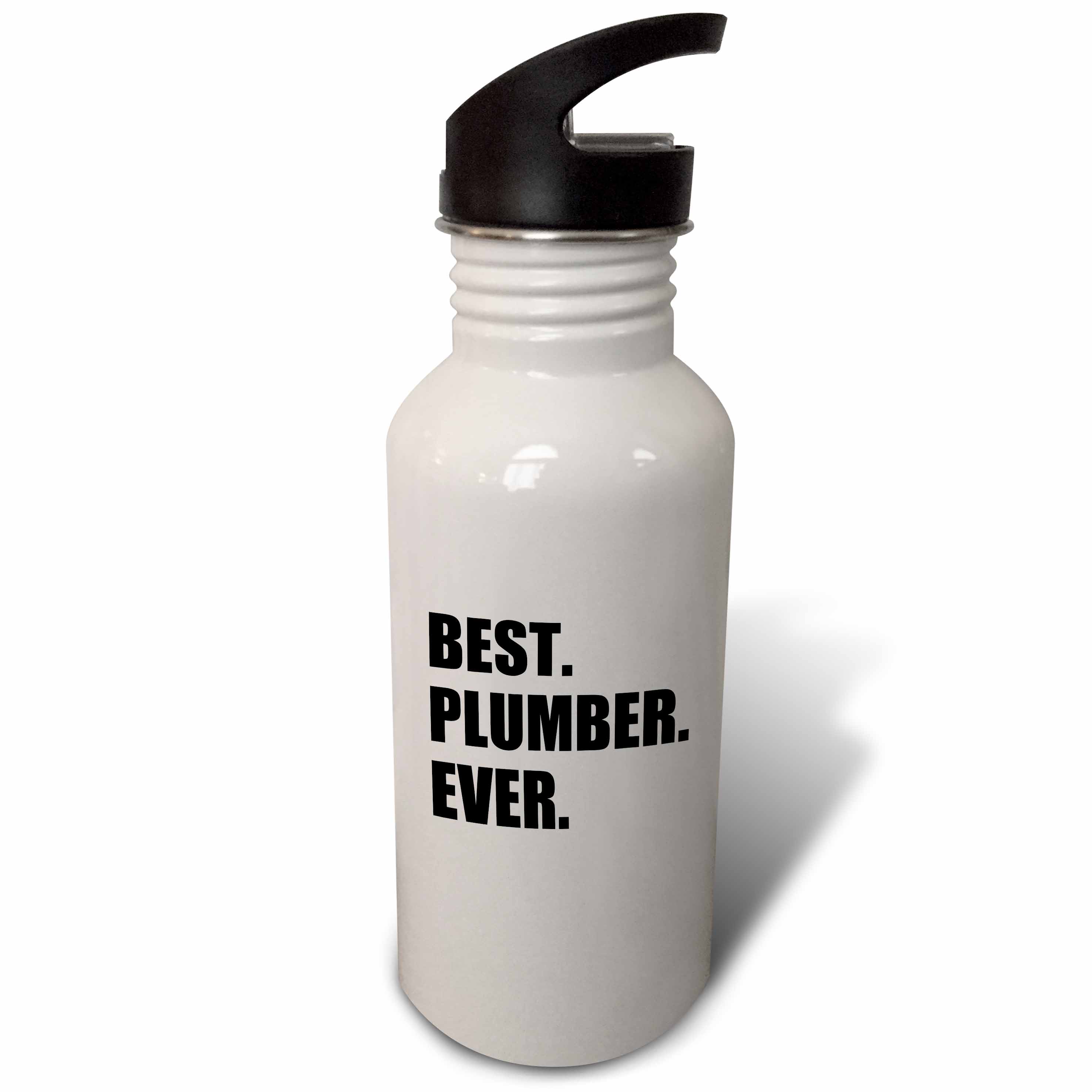 Best Plumber Ever, fun plumbing job appreciation gift, black text 21 oz Sports Water Bottle wb-185013-1