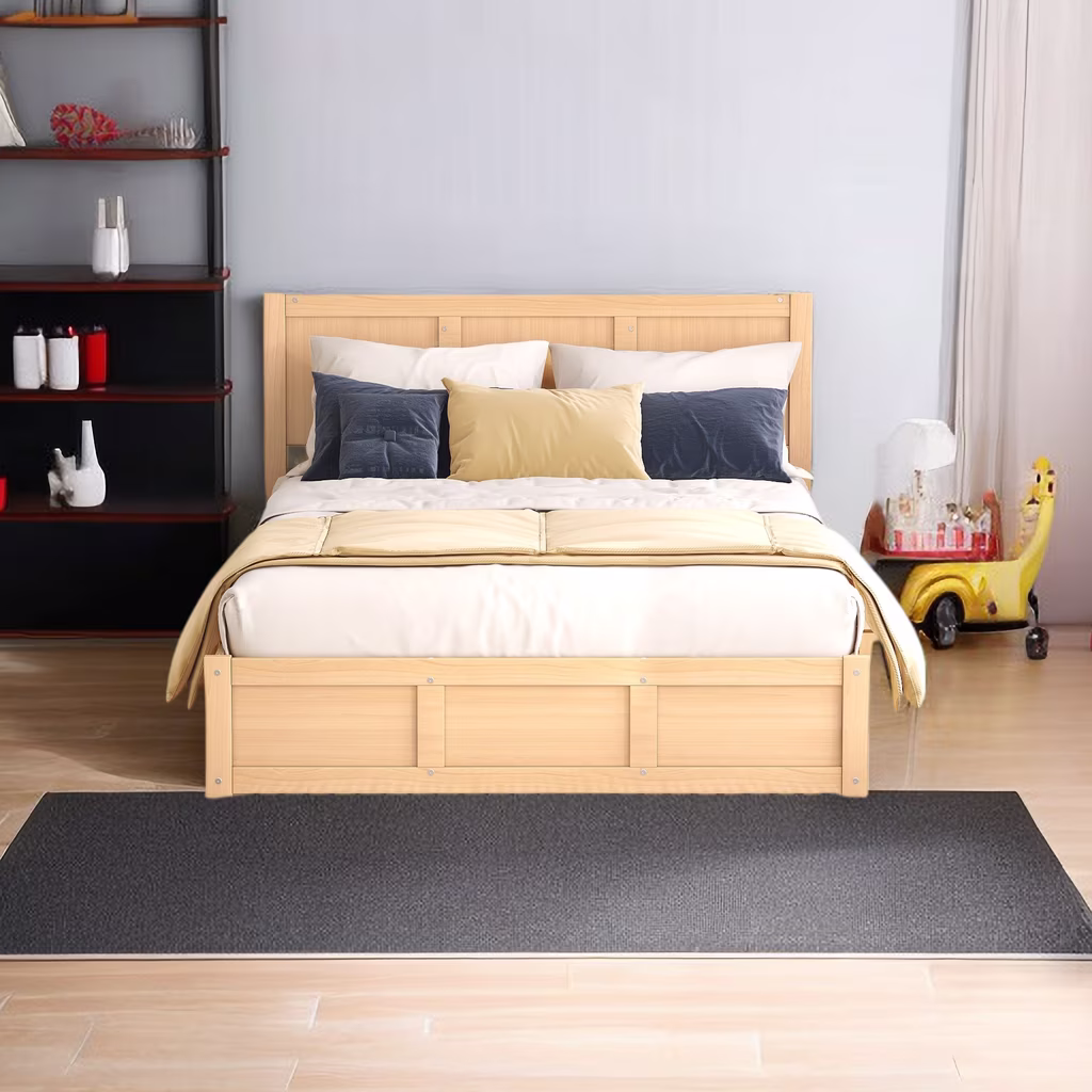 Full Size Wood Platform Bed with Underneath Storage and 2 Drawers