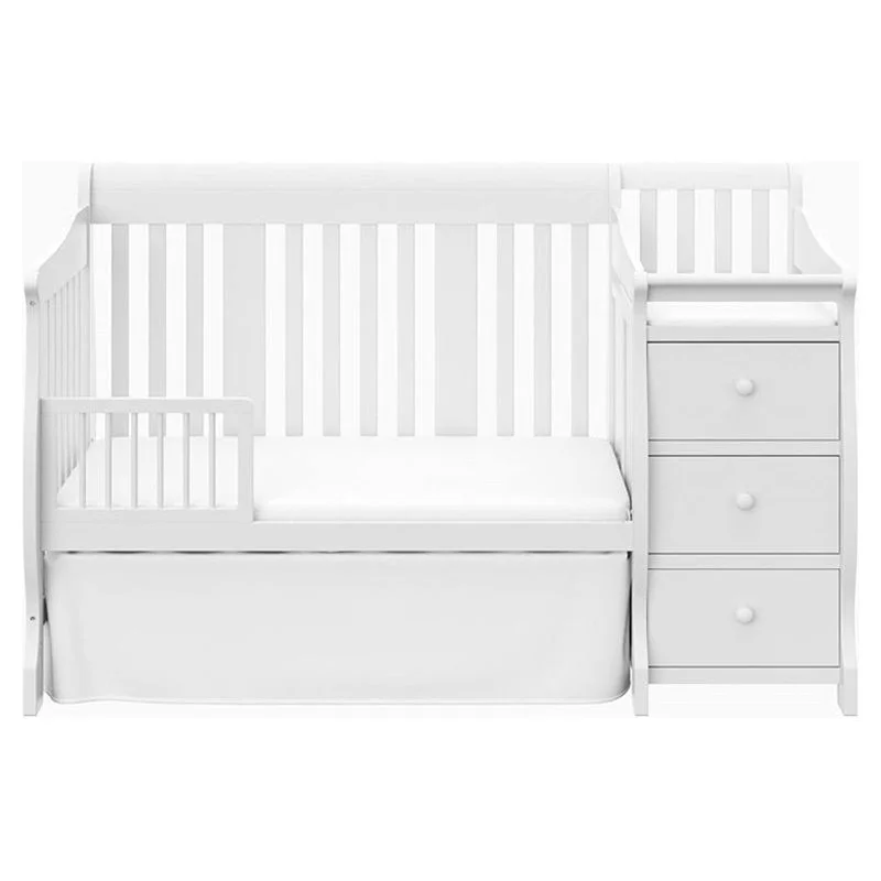 Baby Crib with Changing Table and 6 Drawer Double Dresser Set in Pure White