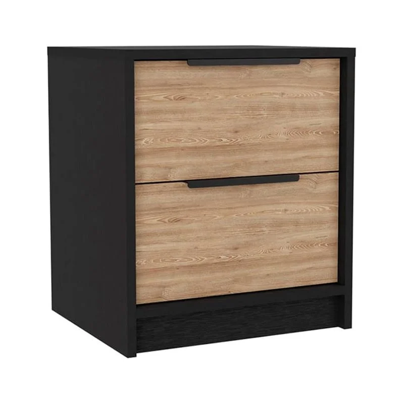 FM FURNITURE Canby 2-Piece Bedroom Set with Nightstand and Dresser, Black/Pine/Light Oak