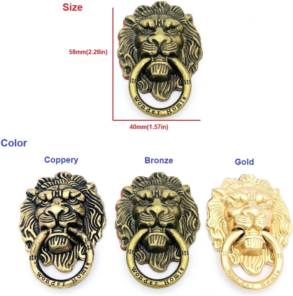 Lion Pattern Cell Phone Ring Stand Holder Colorful Cute Pattern Painted Universal Metal Buckle Finger Ring Kickstand Compatible Various Smartphones Tablet Or Phone Cases (Coppery)