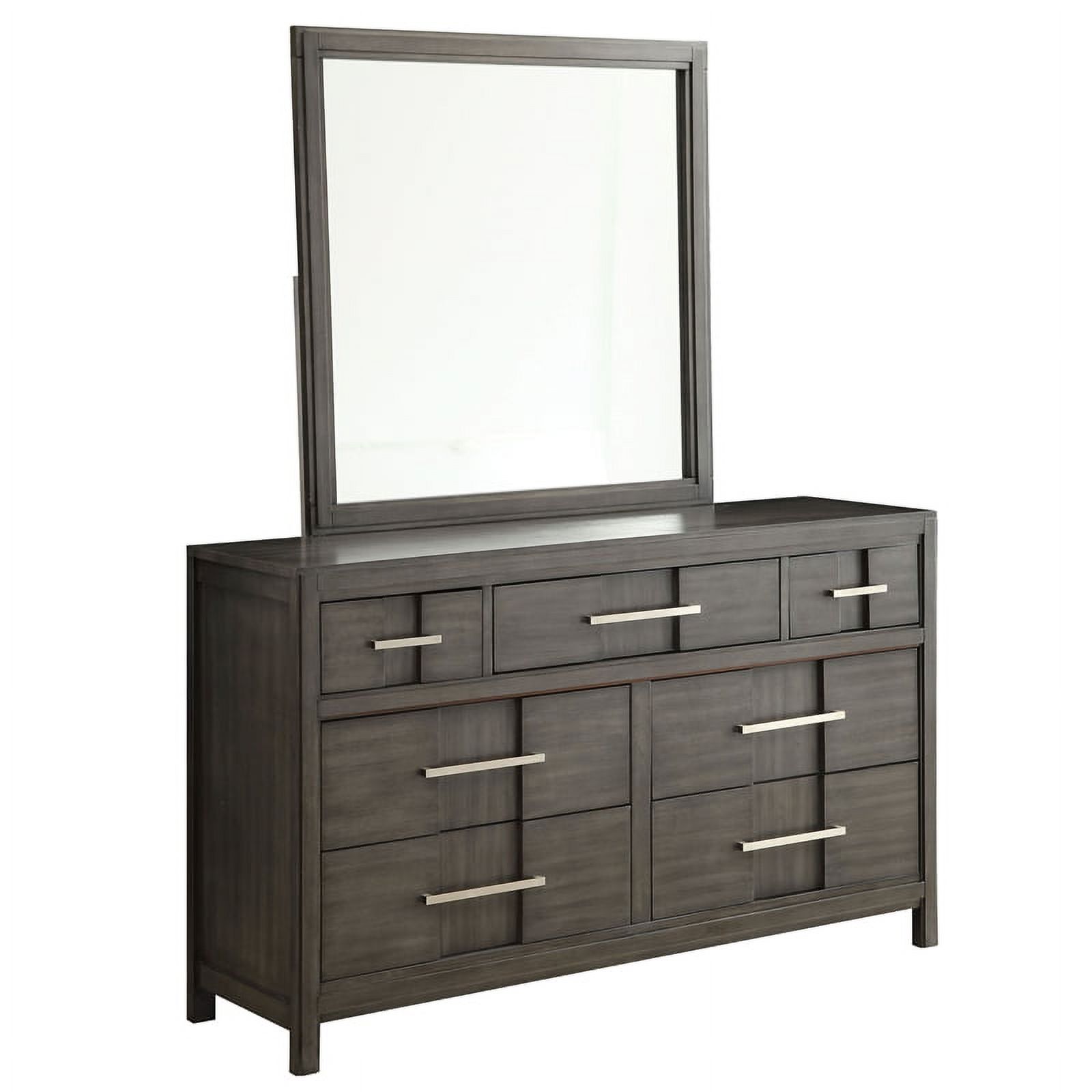 Furniture of America Vela 2-Piece Wood Dresser and Mirror in Gray