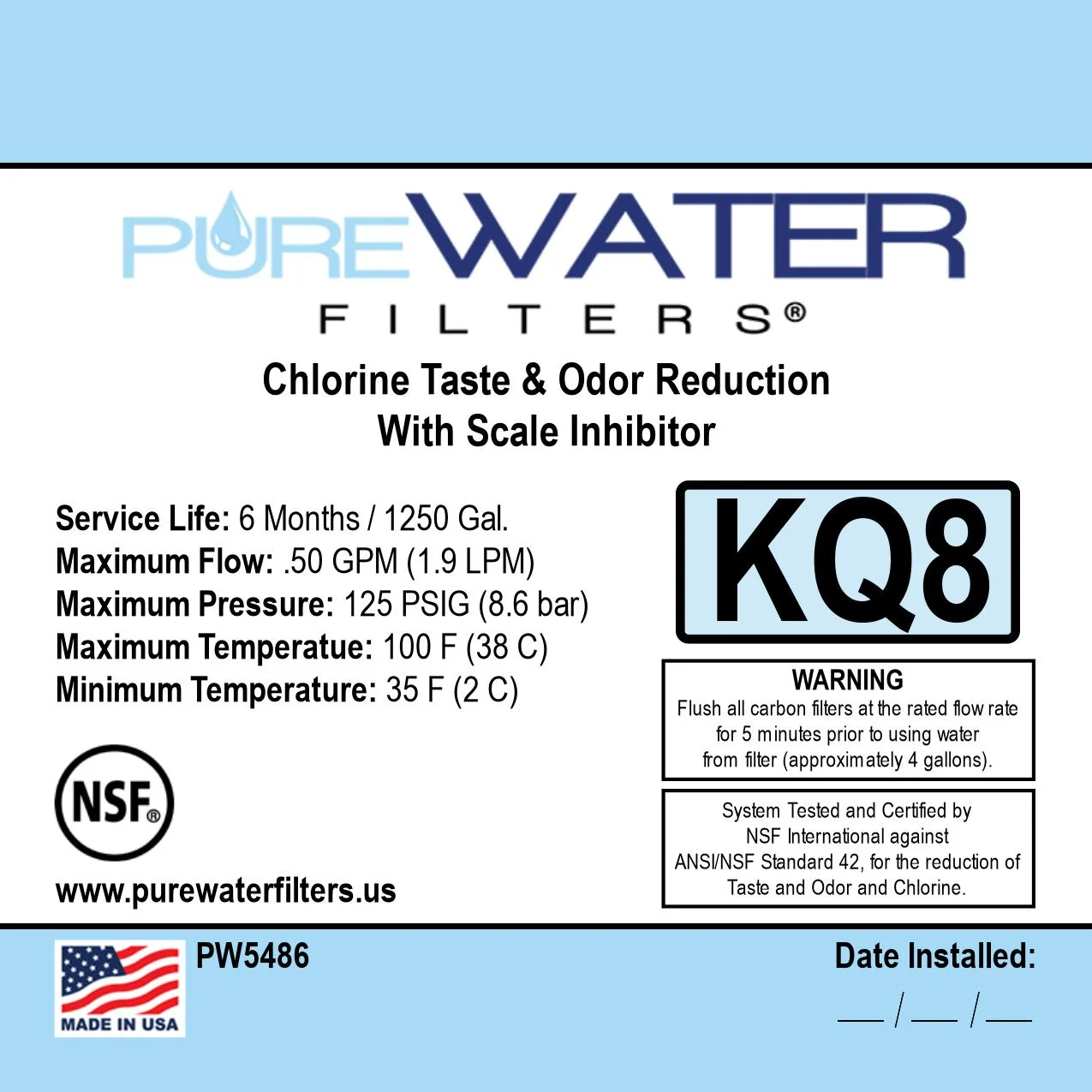 KQ8A Commercial Water Filter for Keurig Brewers
