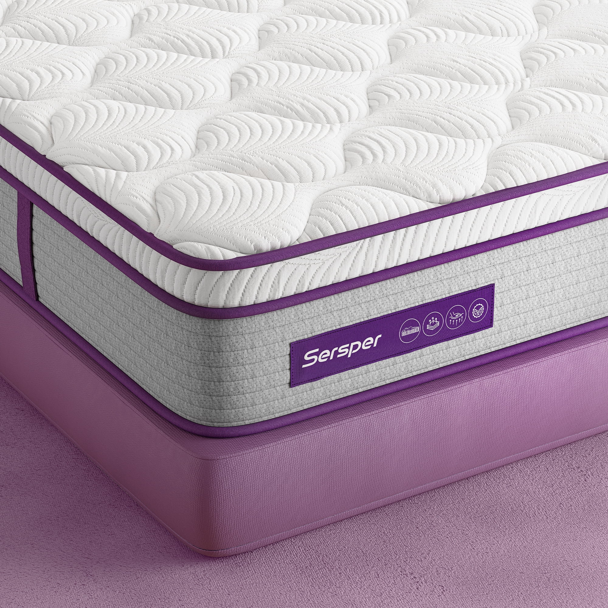 Sersper Twin Size Hybrid Mattress, 12 inch Memory Foam Euro Top Mattress, 5-Zone Support, Medium Firm