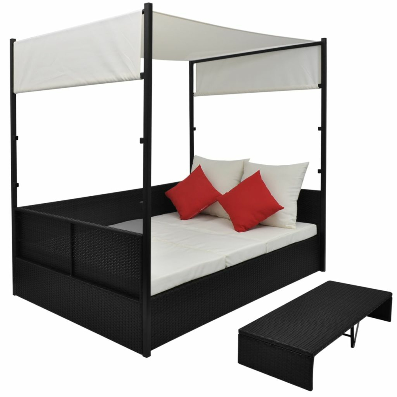 Patio Bed with Canopy Black 74.8