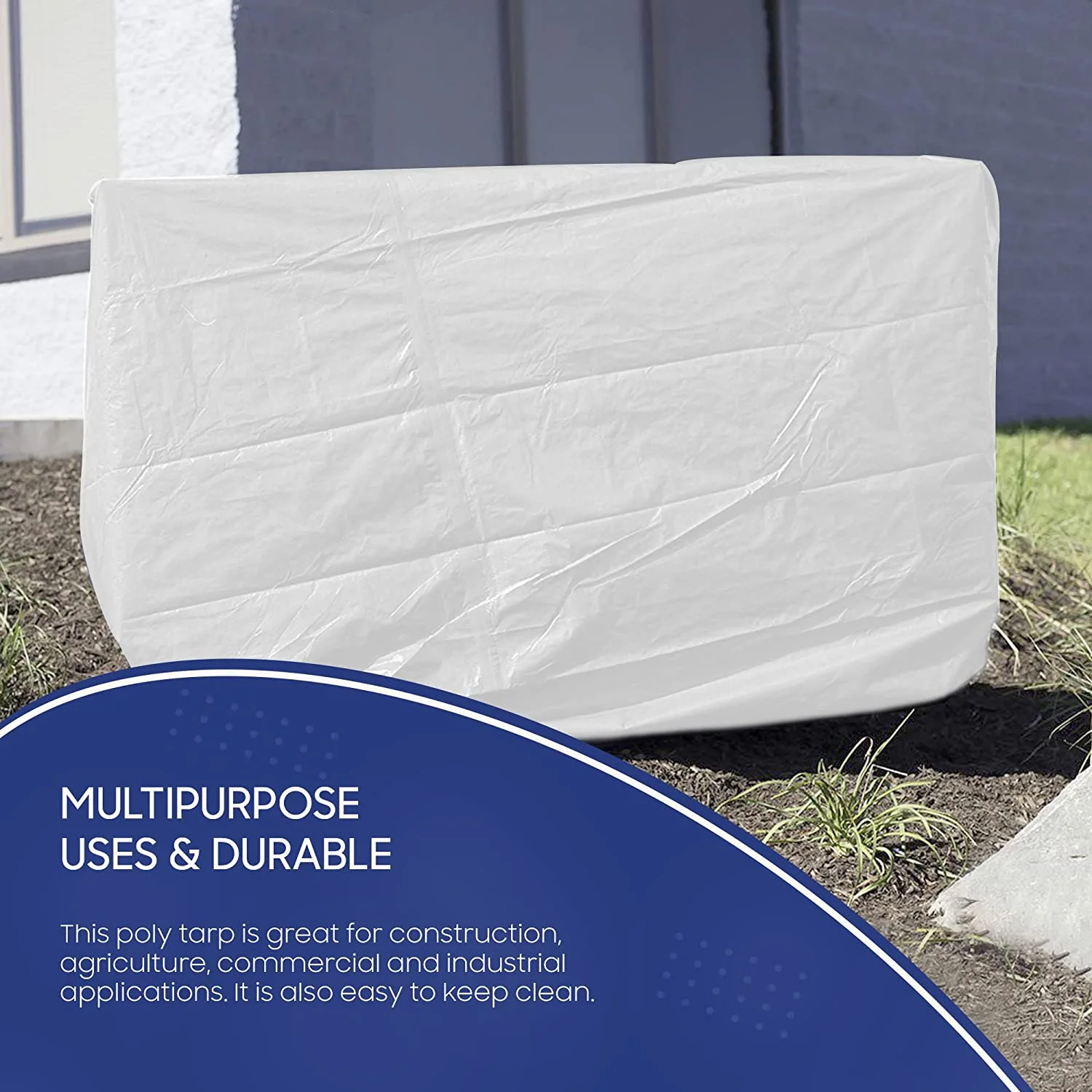 Tarps Now Waterproof Poly Tarps, 12 Mil Heavy Duty Tarp - White (6’x8’)