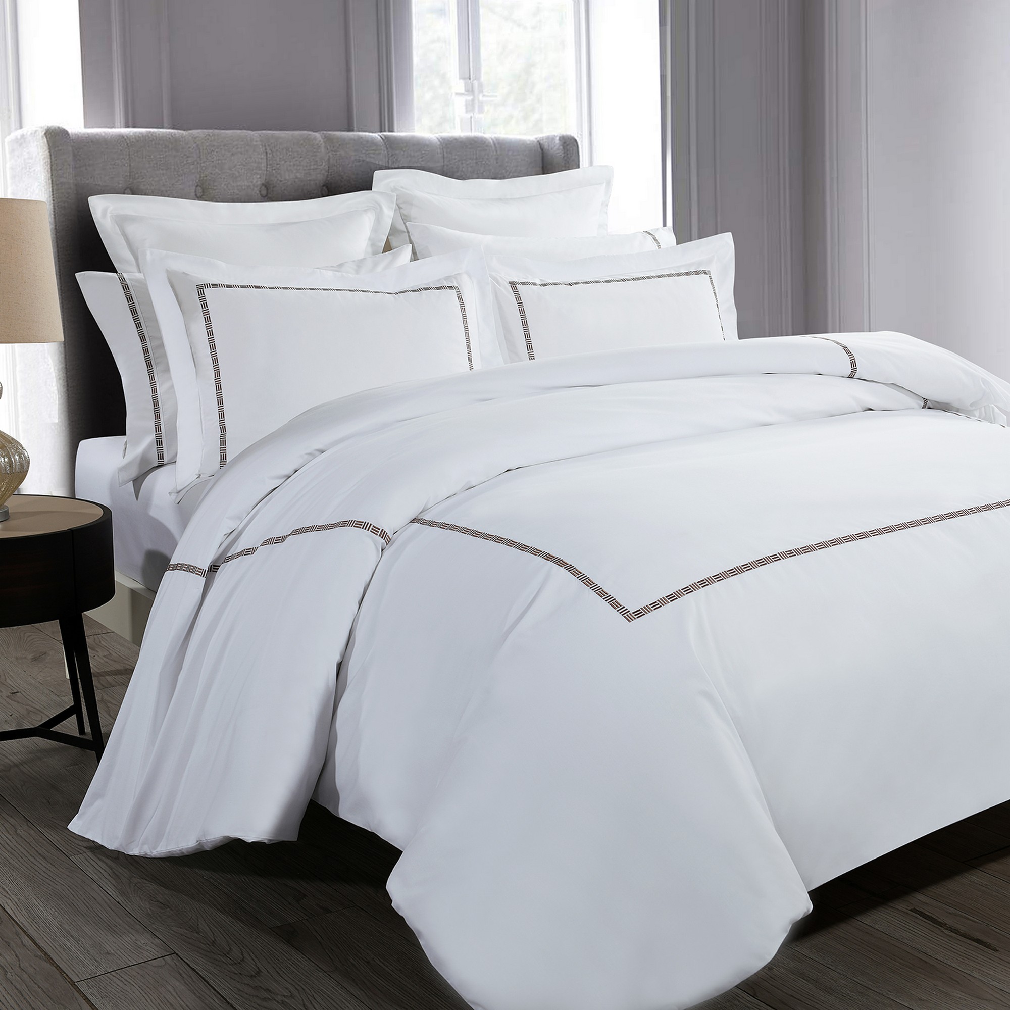 Hotel Grand  Tencel Cotton Blend Duvet Set Taupe King 3 Piece