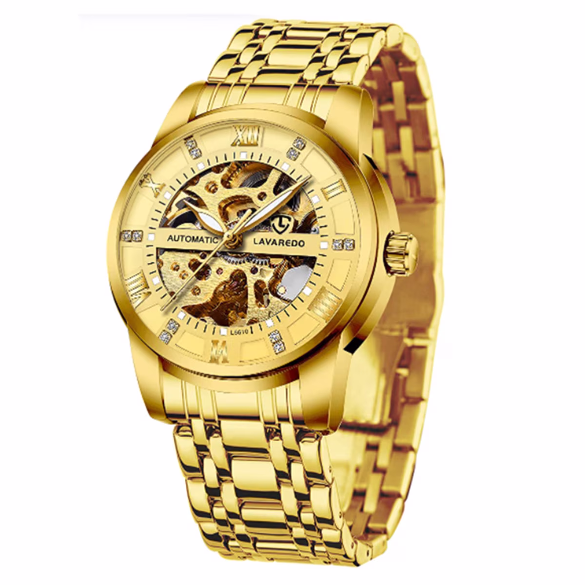 A ALPS Men's Watch Automatic Mechanical Watches self Winding  Diamond Dial Stainess Steel Watches Business Watches Gift for Men