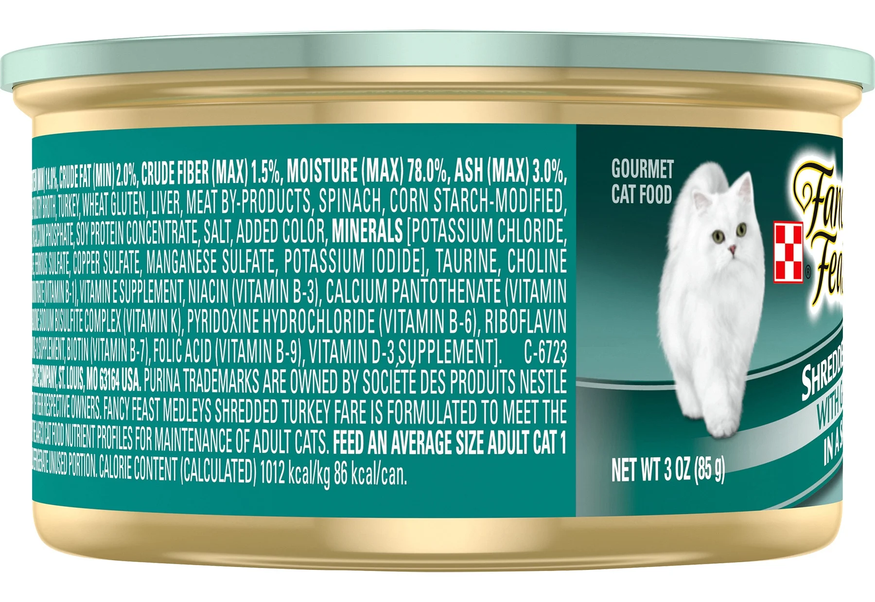 Purina Fancy Feast Medleys Shredded Turkey Fare With Garden Greens, 3 oz. (Pack of 12)