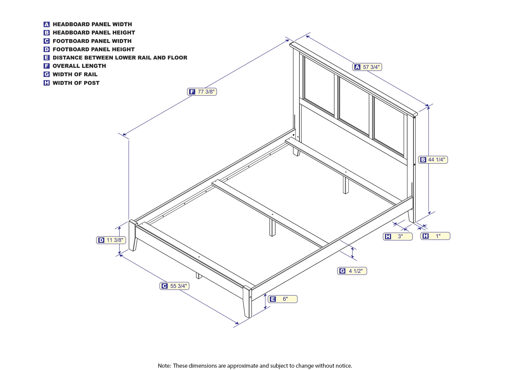 AFI Madison Full Solid Wood Traditional Bed with Panel Headboard in Walnut