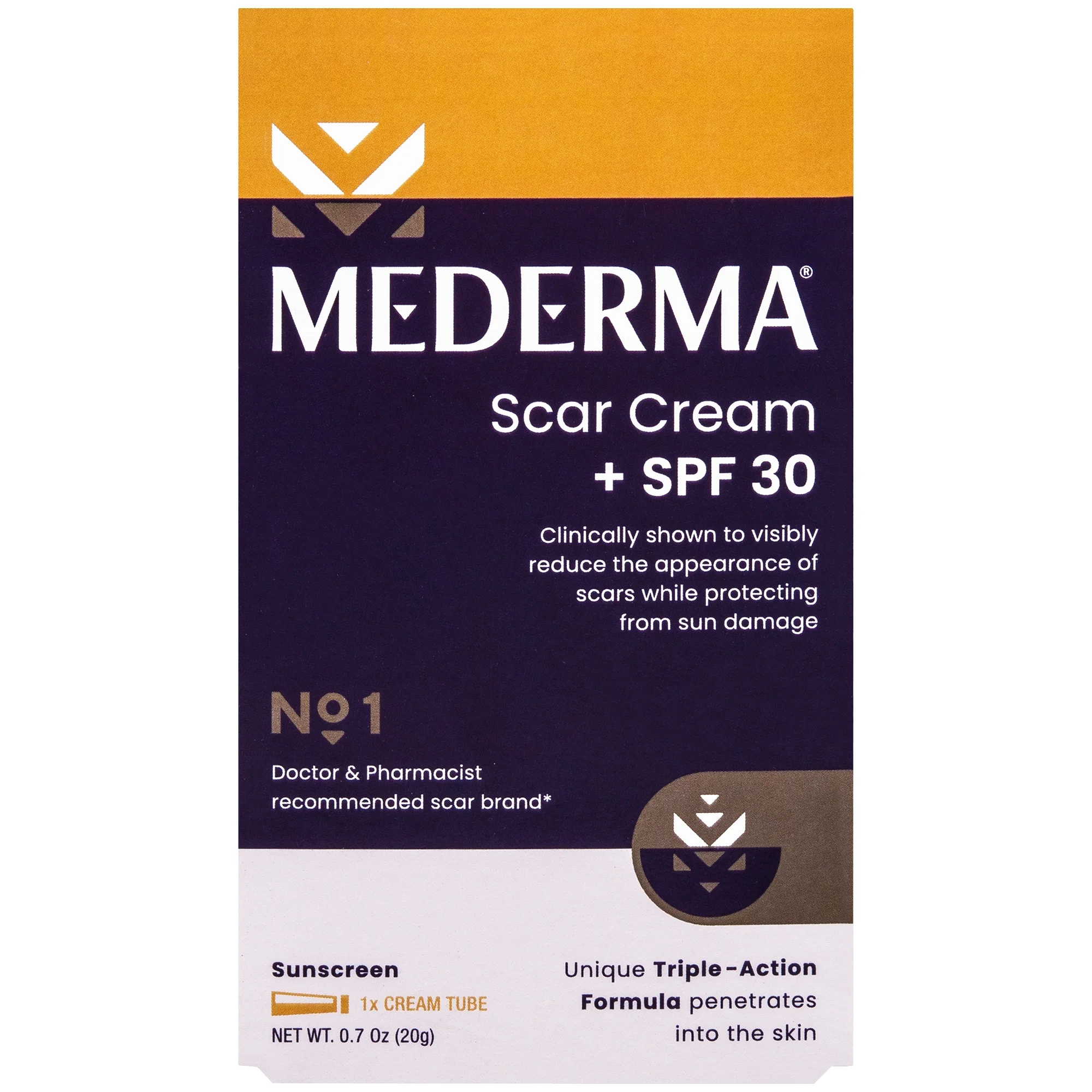 Mederma Scar Cream Plus SPF 30, Sunscreen, Protects Scars from Sun Damage, 0.7 oz (20g)