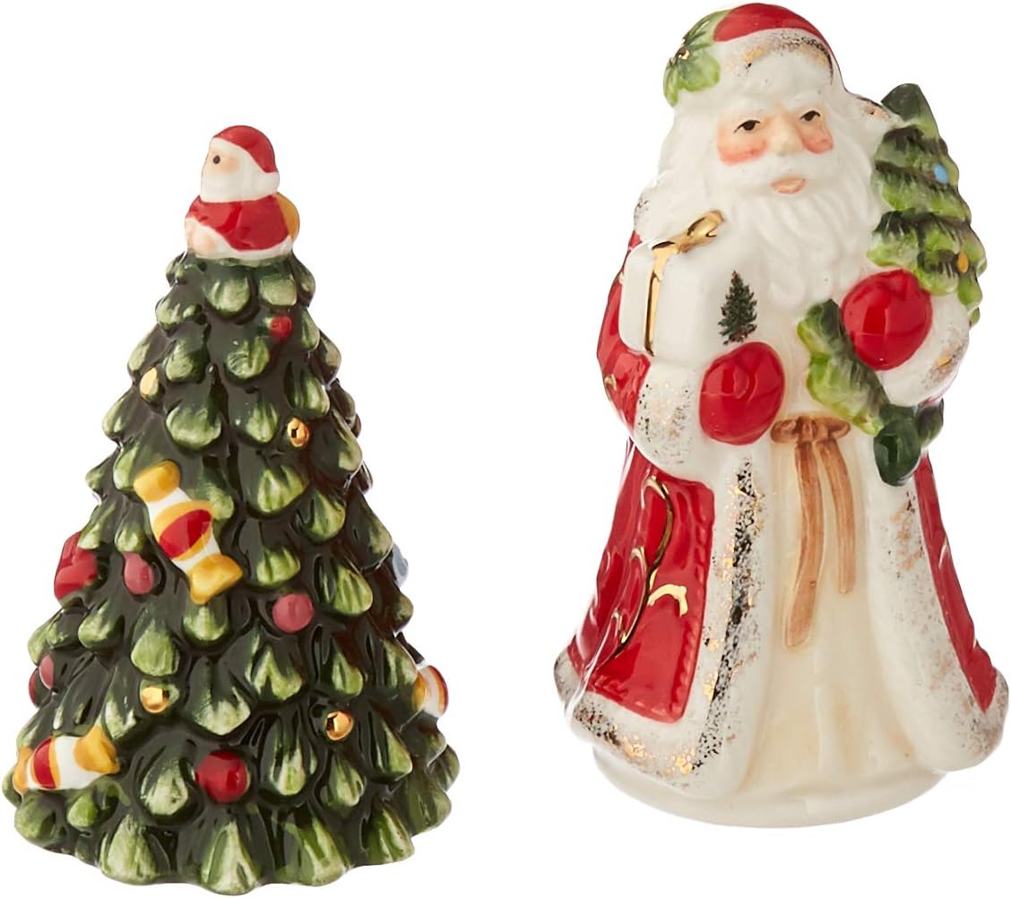 Spode Christmas Tree Napkin Holder with Salt & Pepper Set, Made of Earthenware