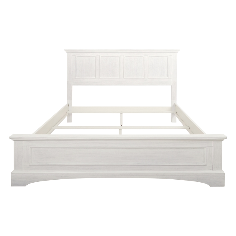 Farmhouse Basics Queen Bed Set 3/CTN in Rustic White Finish Engineered Wood