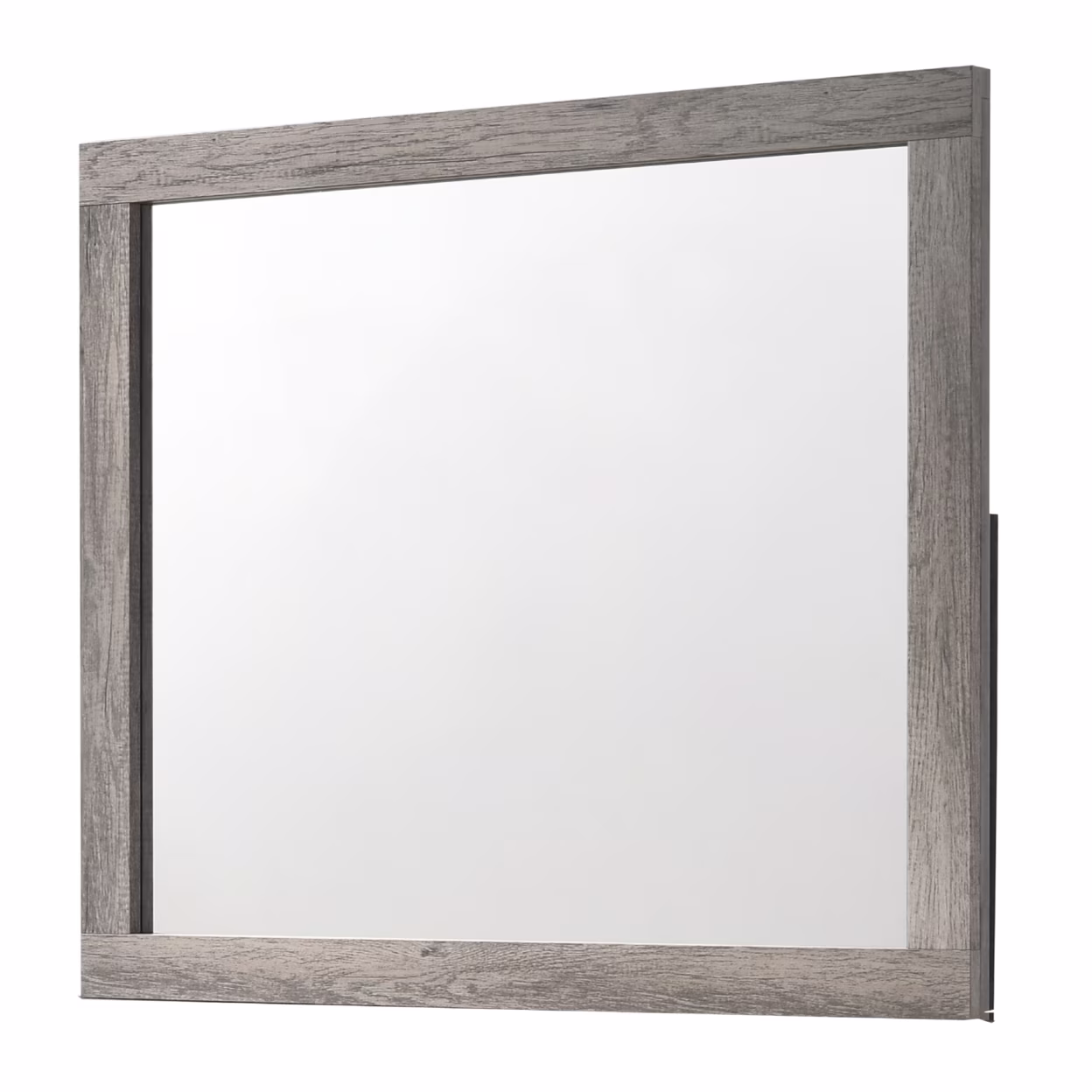 Rectangular Wooden Dresser Top Mirror with Grains, Gray and Silver- Saltoro Sherpi