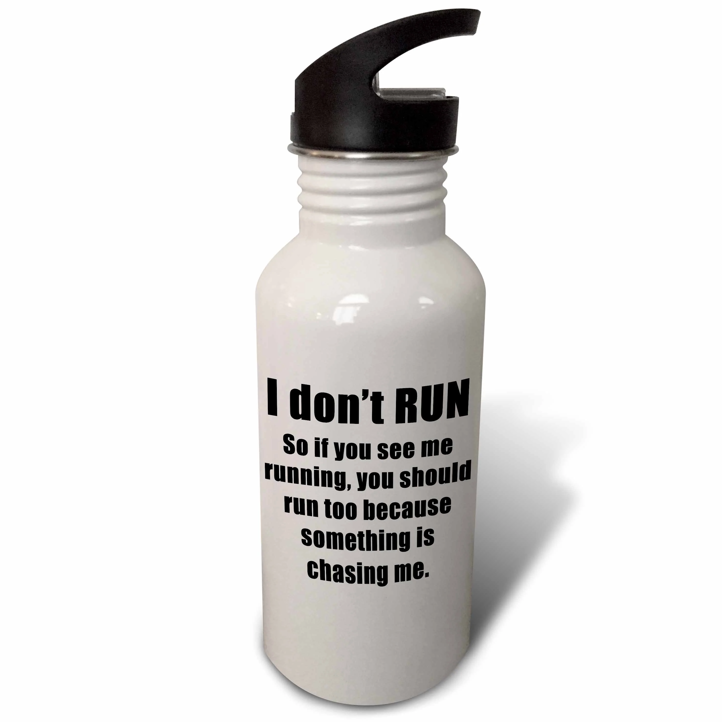 3dRose I Dont Run Black, Sports Water Bottle, 21oz