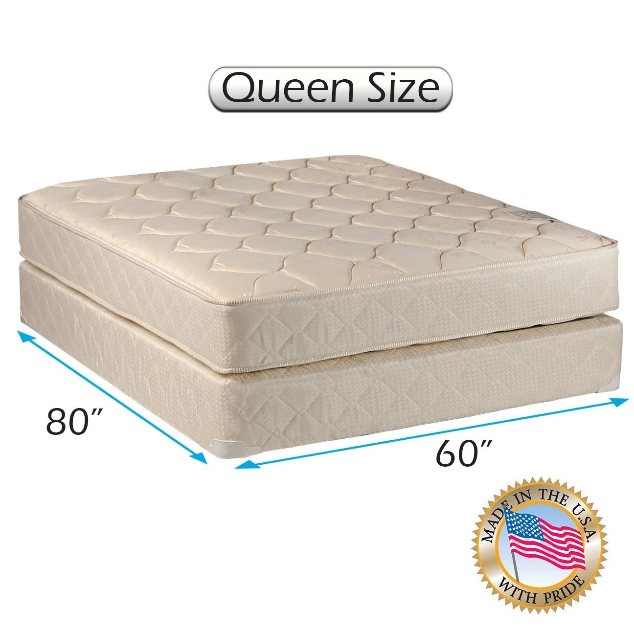 Dream Sleep Comfort Classic 2-Sided Queen Gentle Firm Mattress Set with Bed Frame Included - Spine Support, Orthopedic, Longlasting Comfort by Dream Solutions USA