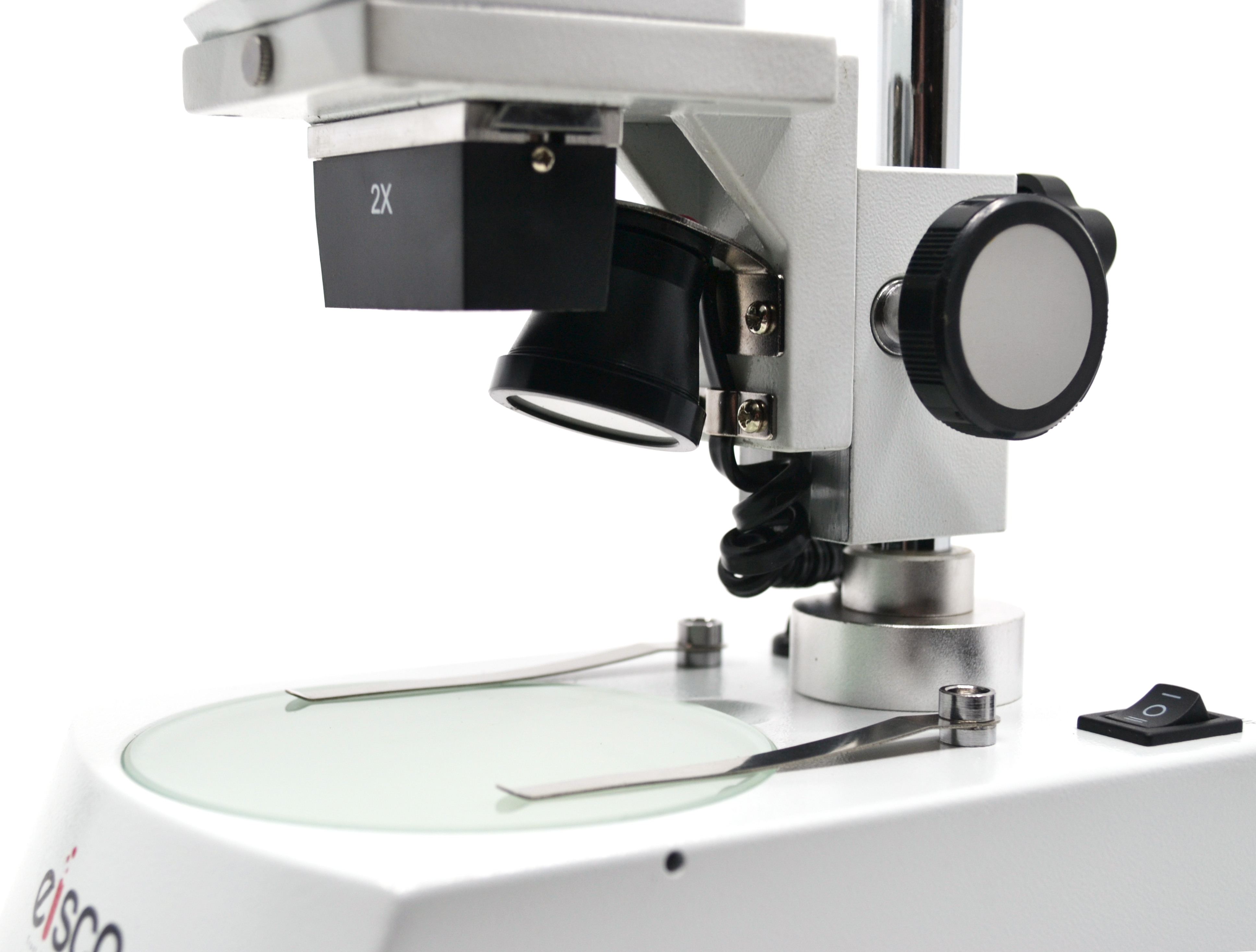 Stereoscopic Microscope - Binocular Head Inclined at 45 Degrees, Fitted with Adjustable Pillar, Cover Included - Eisco Labs