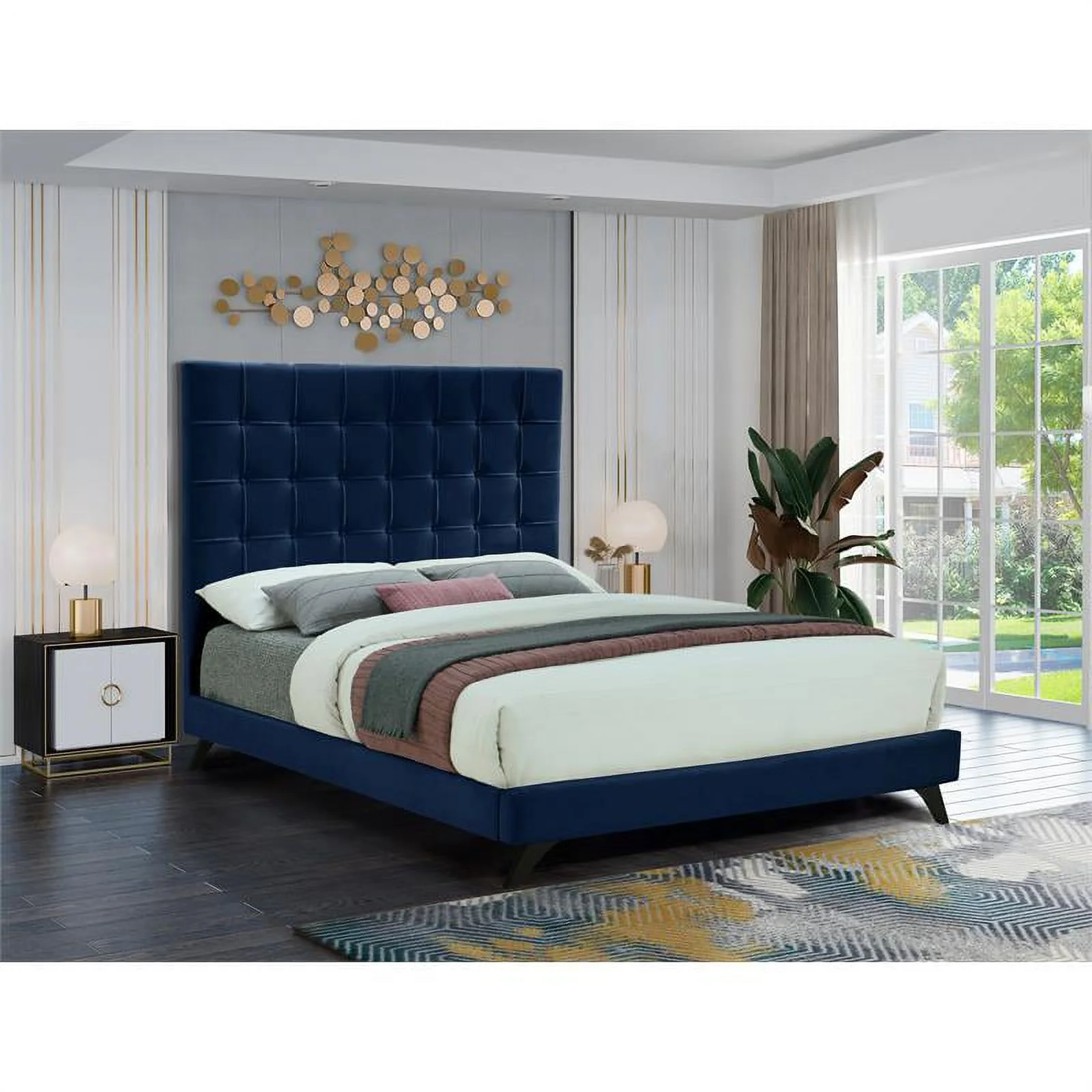 Meridian Furniture Elly Navy Velvet Full Bed