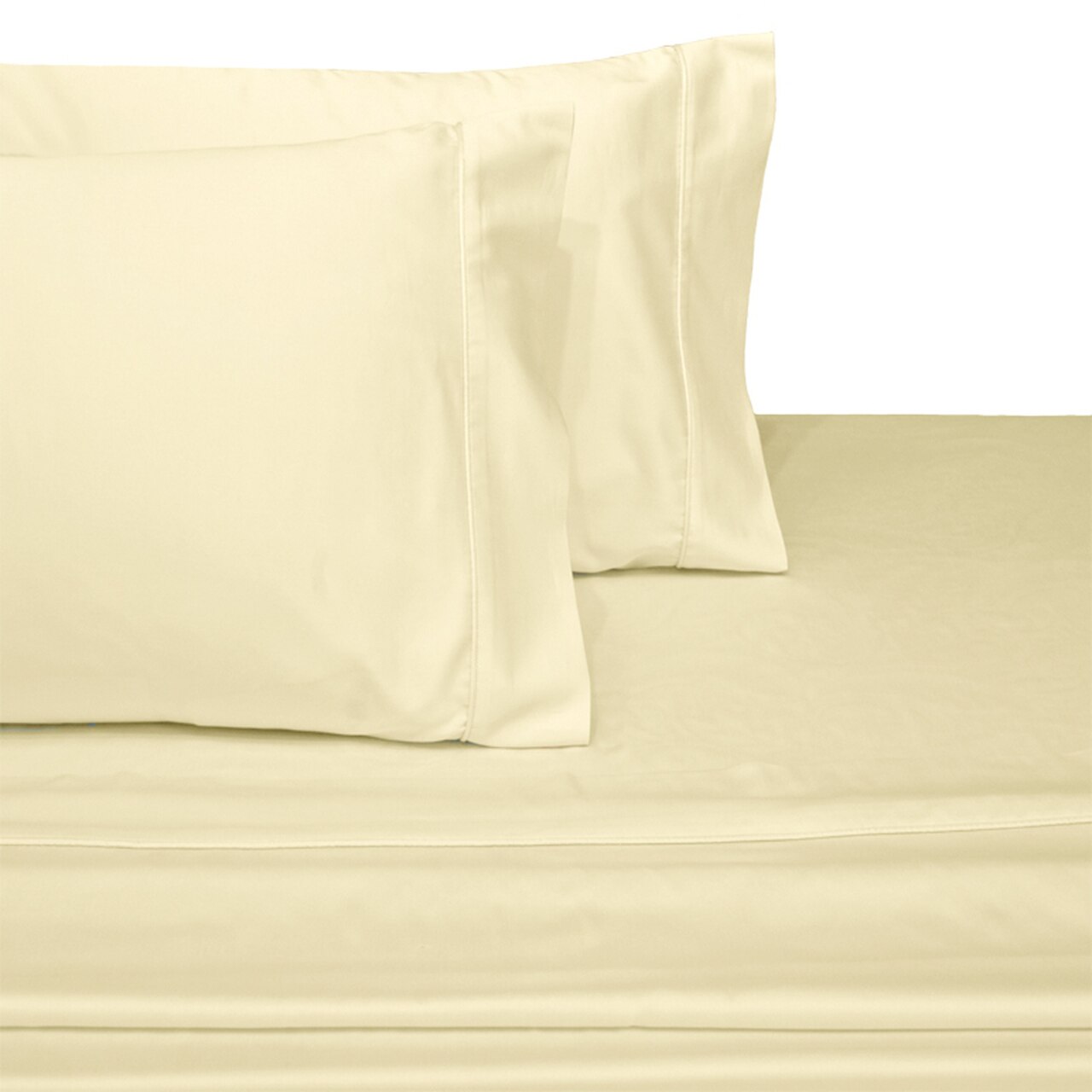 Luxury Attached Waterbed Sheets 100% Cotton 600 Thread Count Solid- King - Ivory