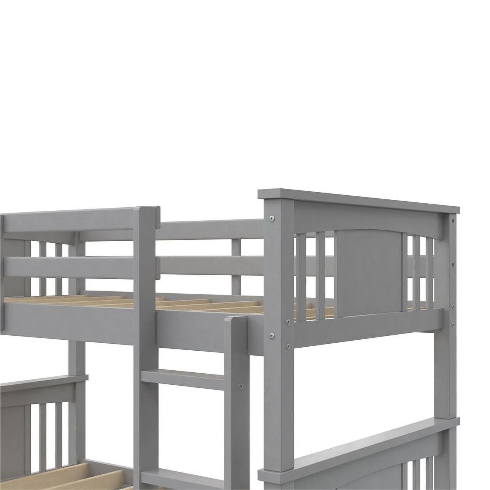 Pemberly Row Modern Twin Over Twin Wood Bunk Bed for Kids in Gray