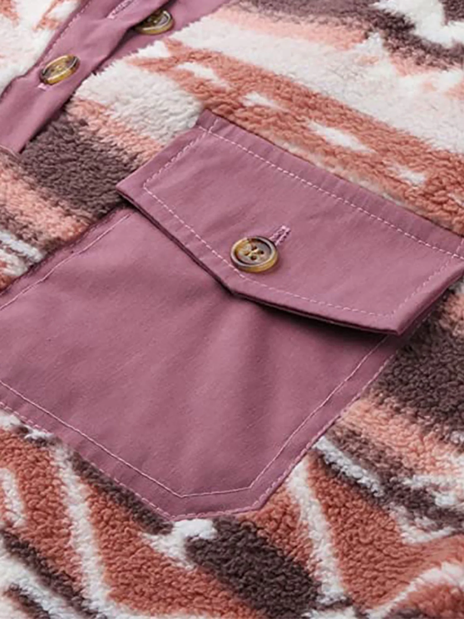 Capreze Men Plaid Shirt Double-Sided Plush Jacket Long Sleeve Casual Pullover Turn-down Neck Button Thickened Winter Warm Shirts with Pocket