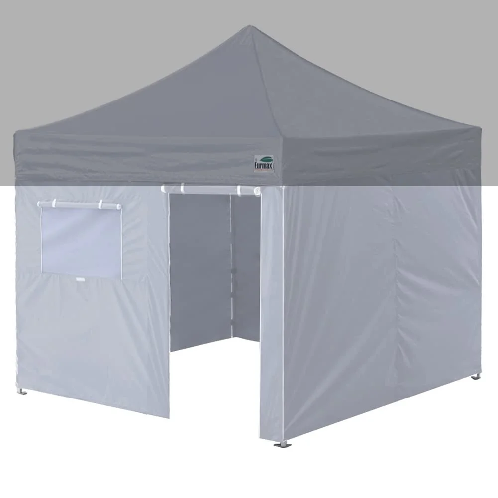 Eurmax 10x10 Full Zippered Walls for Canopy Tent,Enclosure Sidewall Kit with Roller Up Mesh Window and Door,4 Walls ONLY,（10FT,Grey)