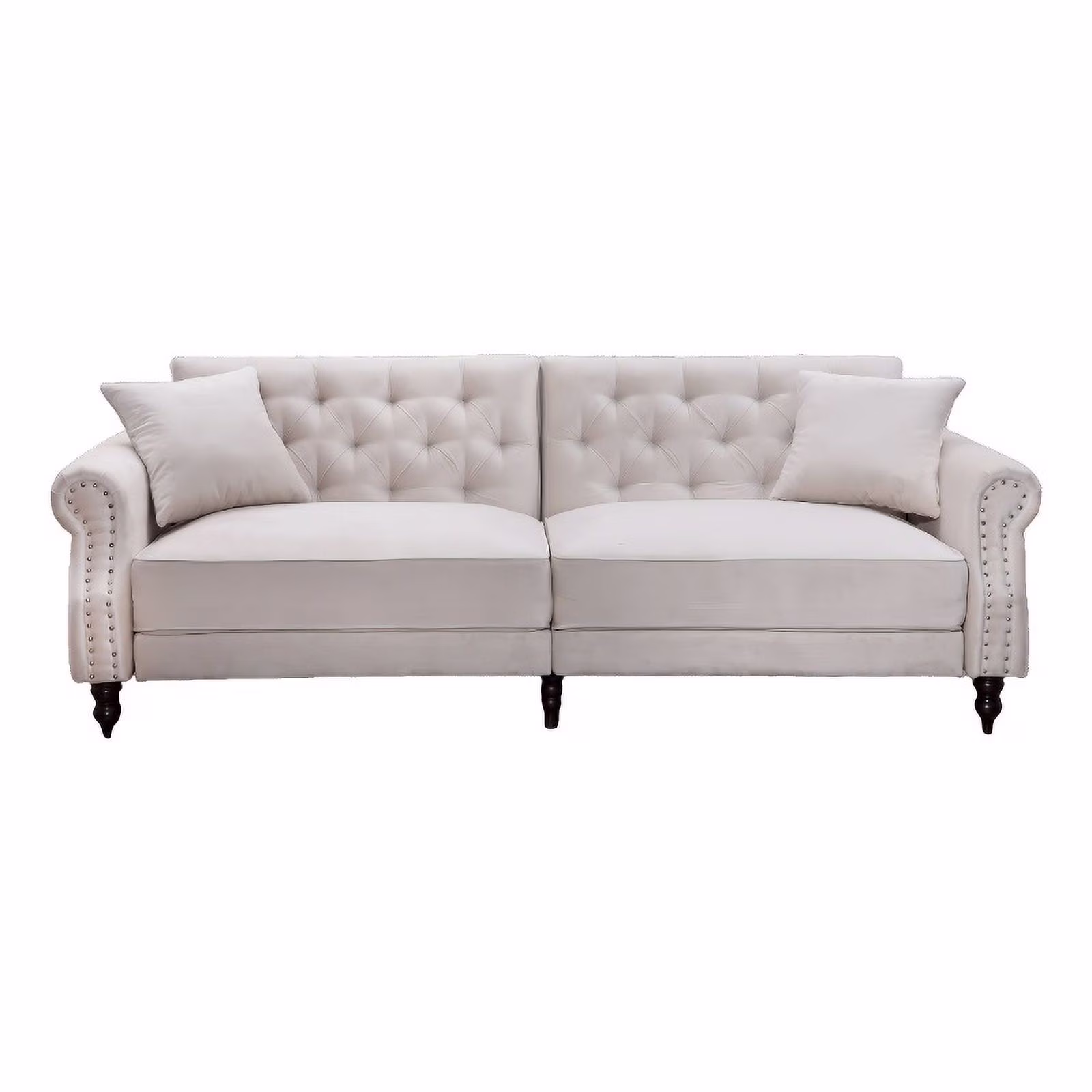87.8'' Convertible Cream Velvet Sofa Bed Sleeper