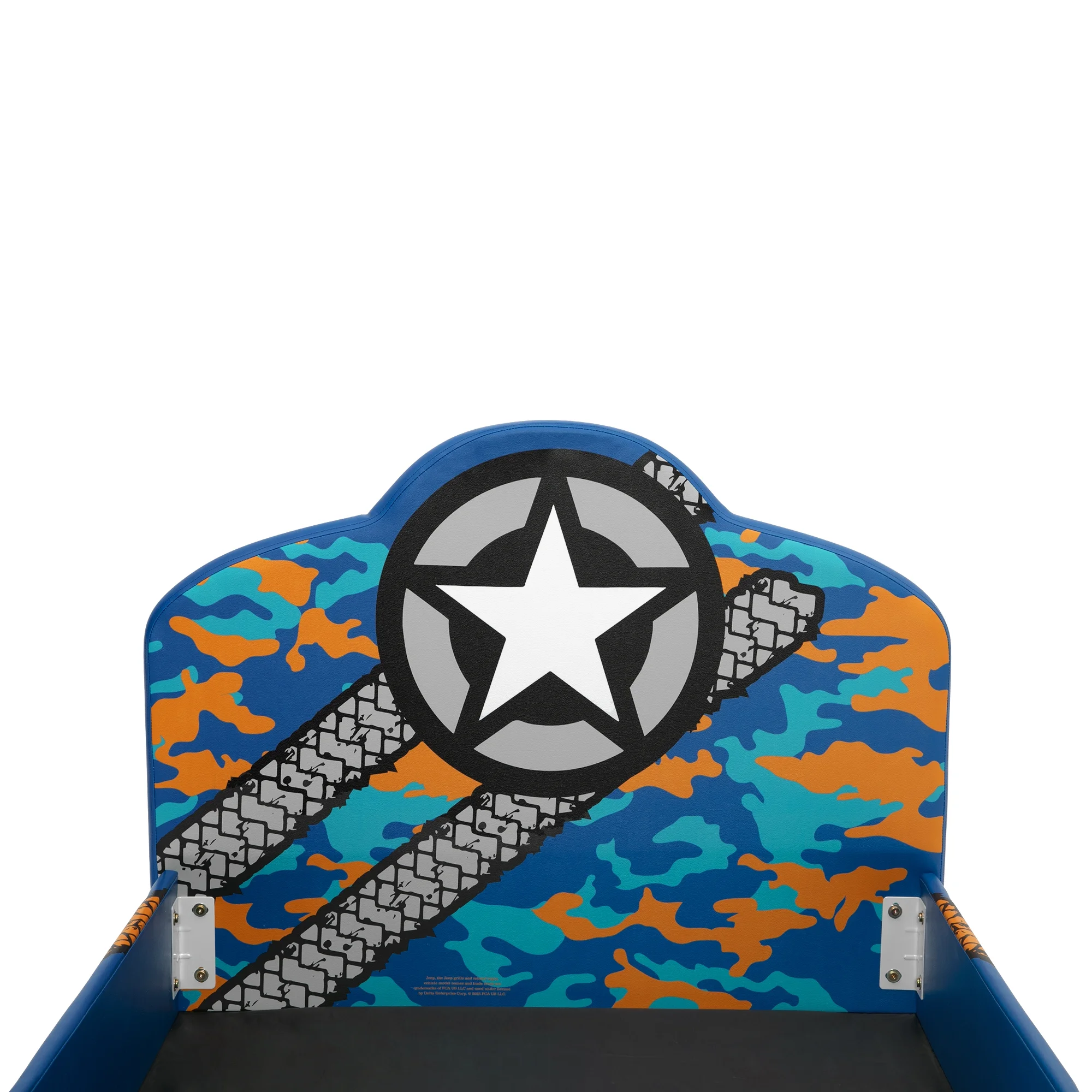 Jeep Upholstered Twin Bed by Delta Children, Blue