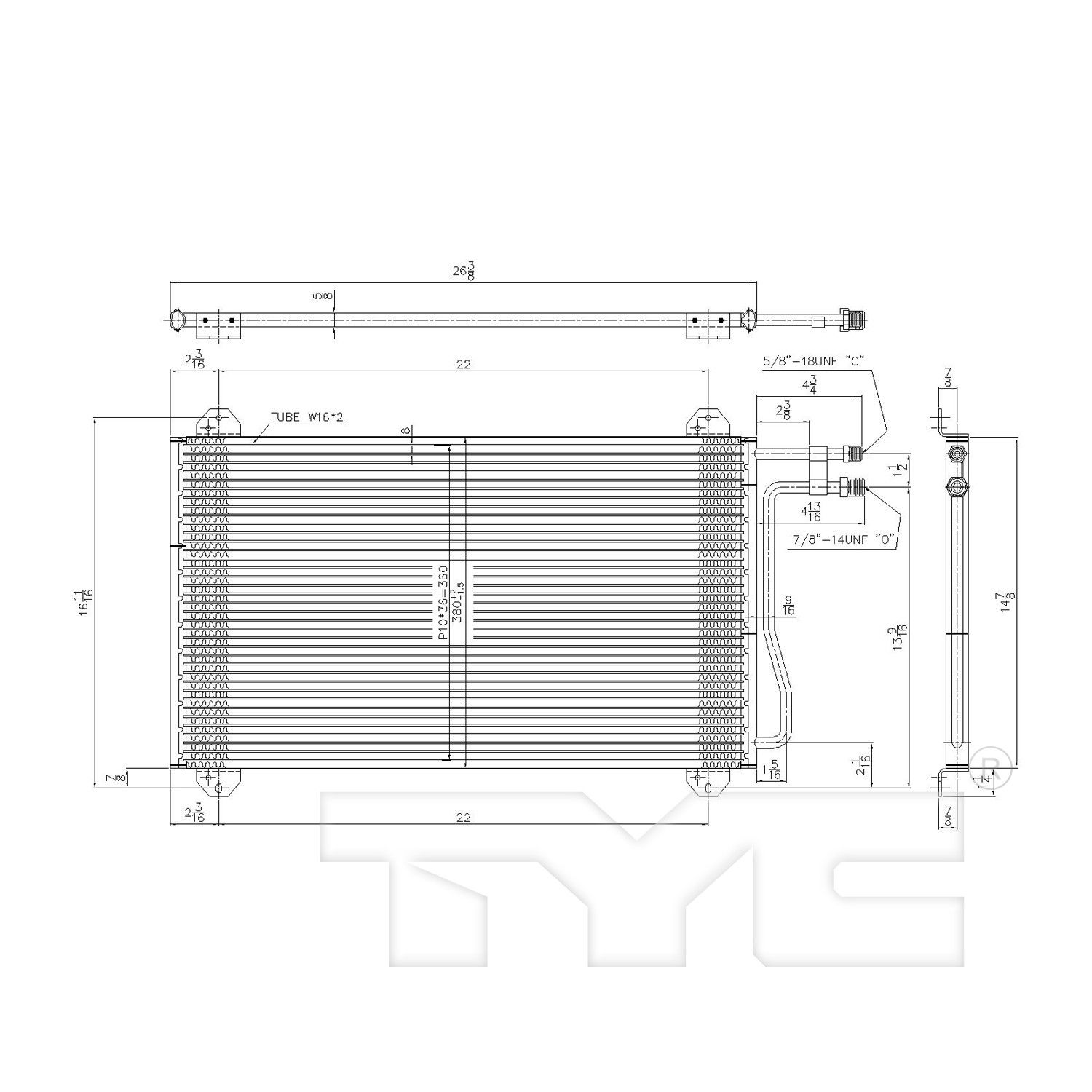 TYC 3399 Parallel Flow A/C Condenser for 2003-2006 Dodge Sprinter CH3030212 Fits 2013 Chevrolet Sonic