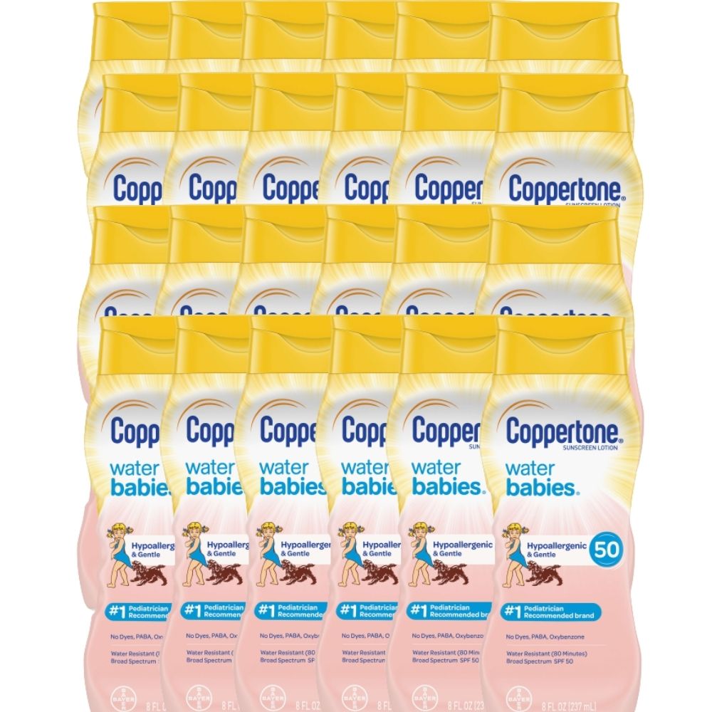 Baby Water, Tear Free, Mineral-Based Sunscreen Lotion, Broad Spectrum Lotion, Pure & Simple Formula, Water Resistant, Sweat Resistant, Dermatologist Tested, Pack of 24, 8 Fluid Ounce Per Pack